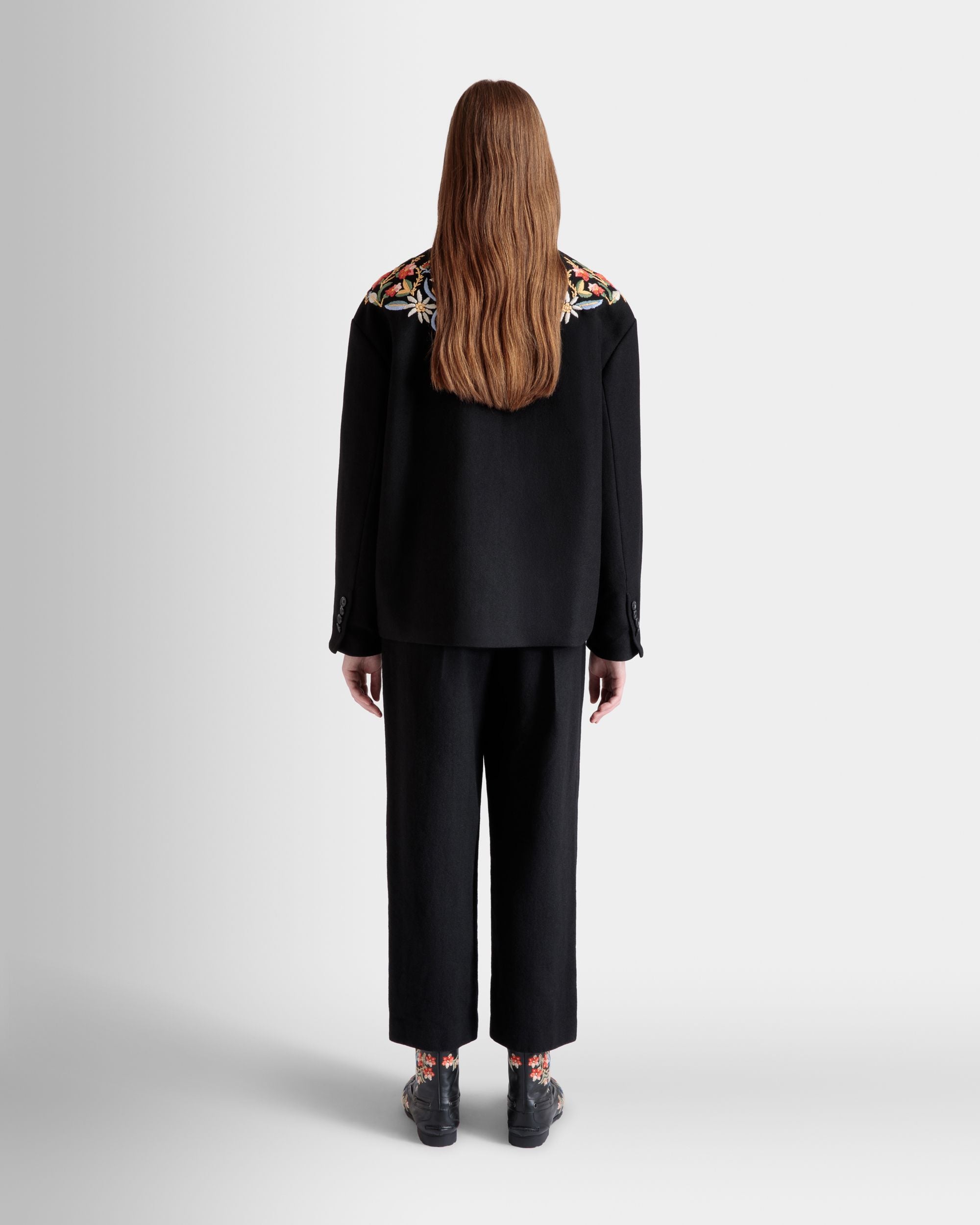 Giacca Winter Capsule In Misto Lana Nero Con Ricamo Alpine Flowers - Donna - Bally - 05