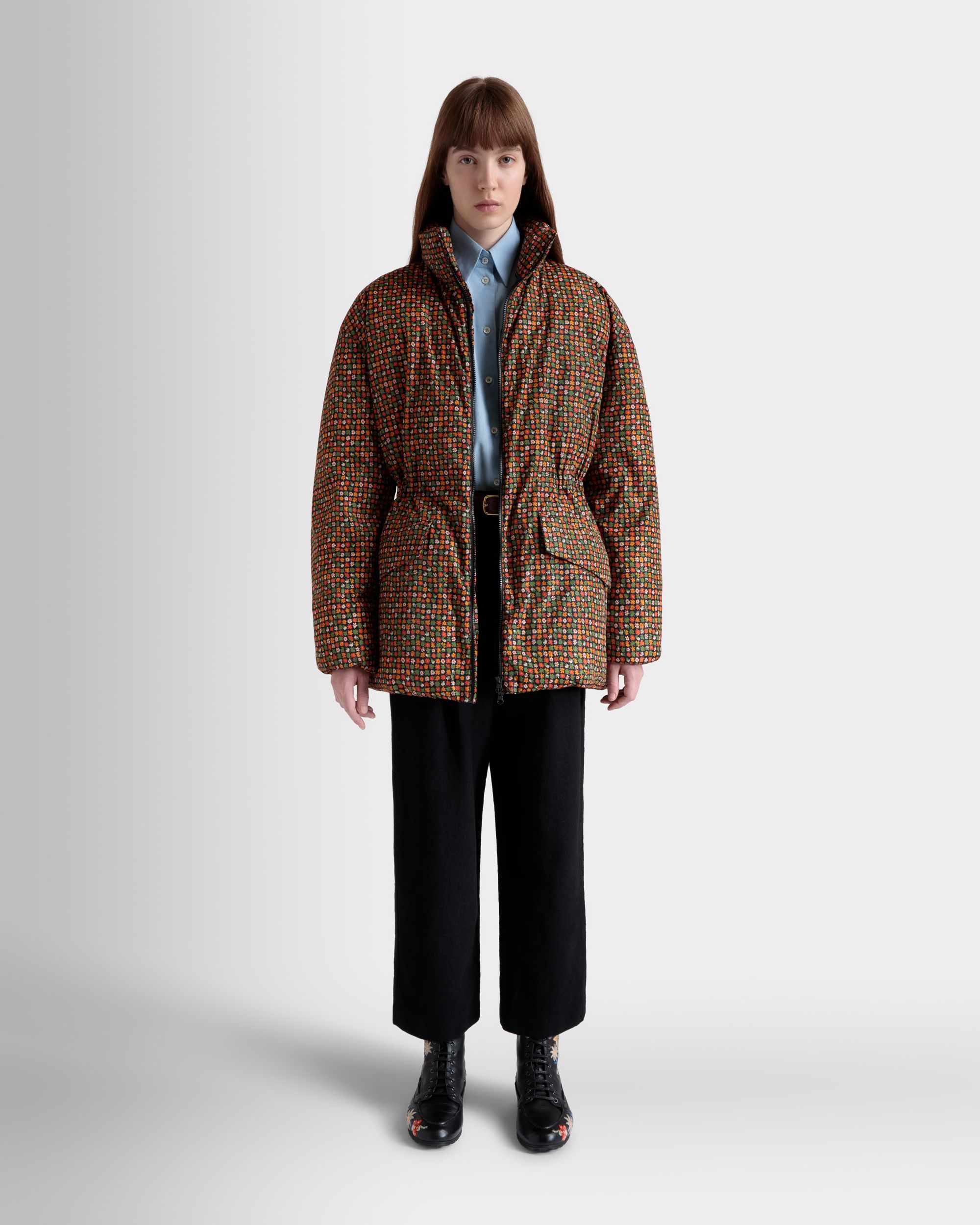 Piumino Winter Capsule In Nylon Riciclato Multicolore Con Ricamo Alpine Flowers - Donna - Bally - 01