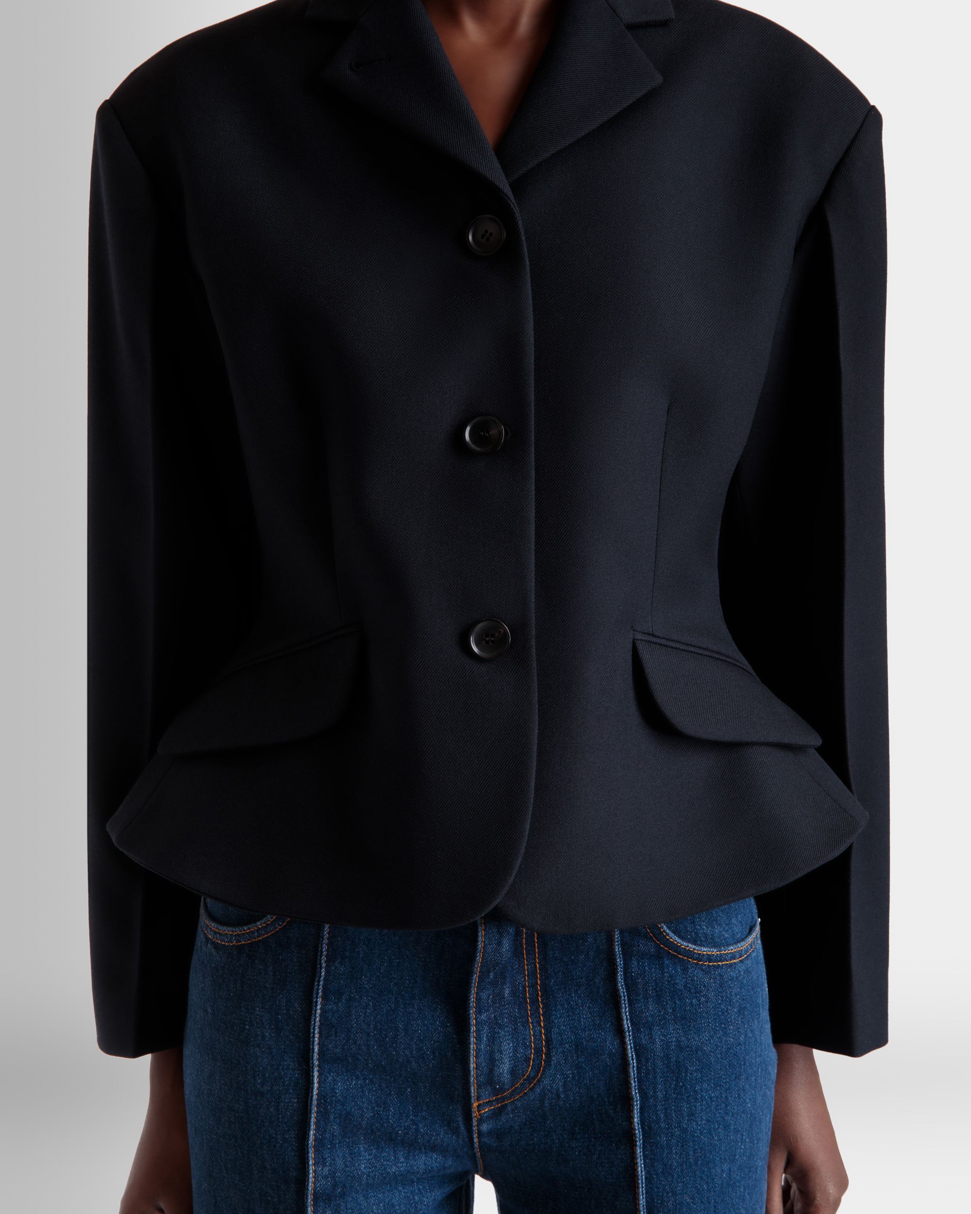 Blazer In Lana Navy Blue - Donna - Bally - 03