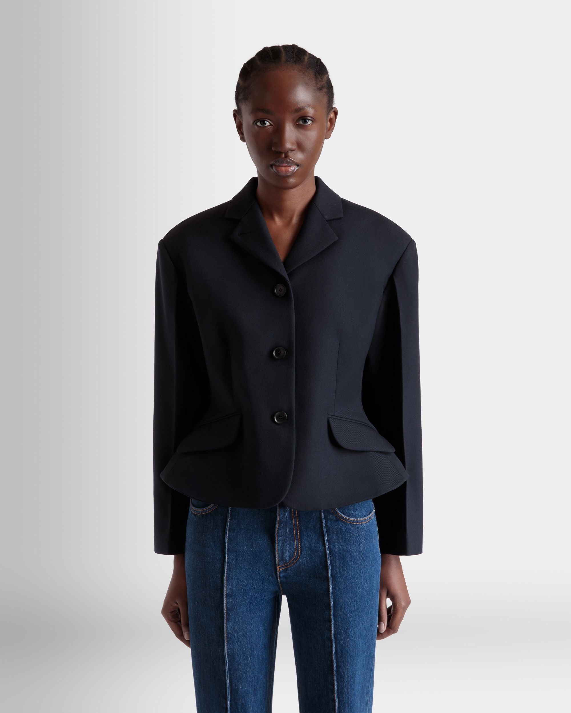 Blazer In Lana Navy Blue - Donna - Bally - 08