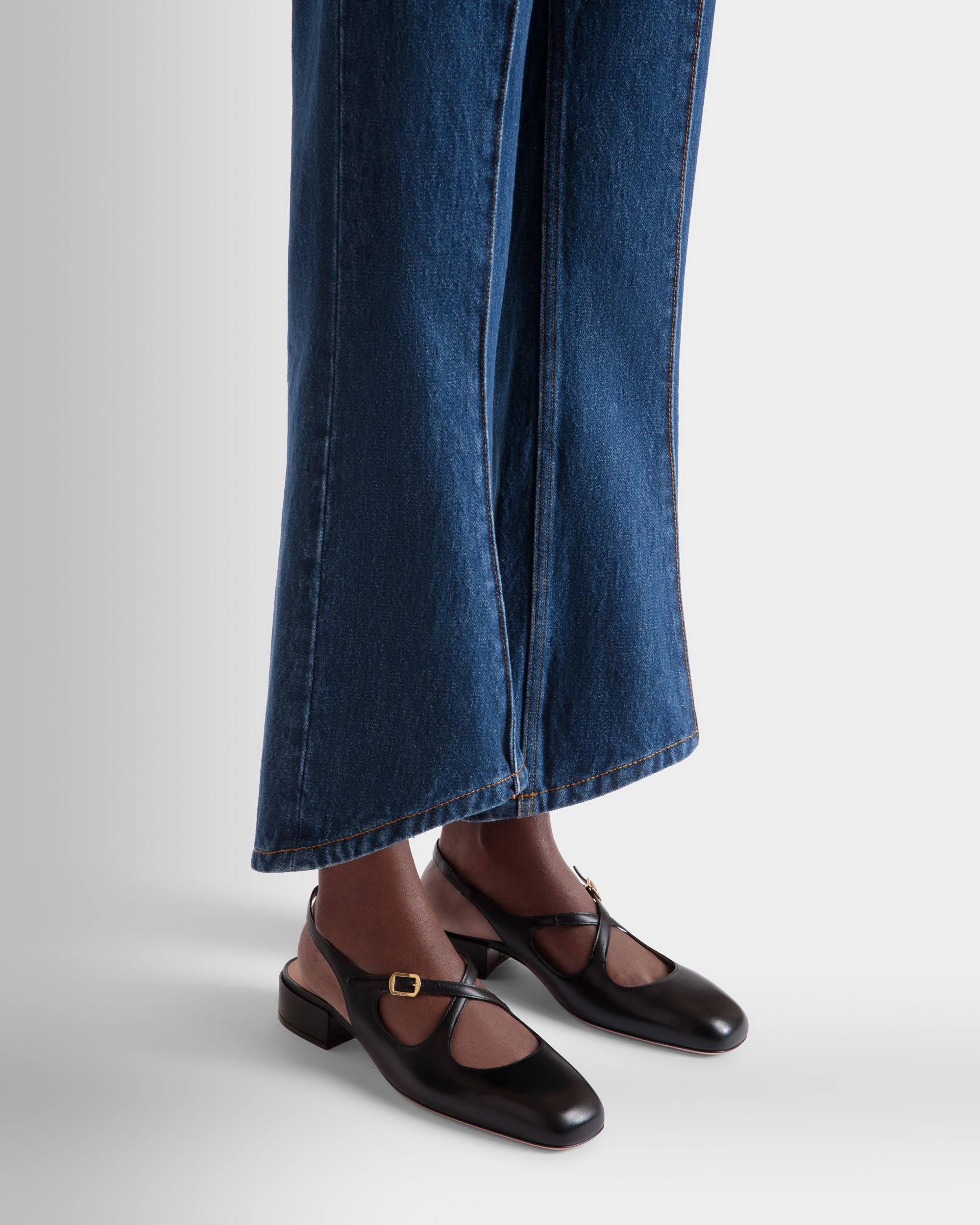 Décolleté Slingback Ballyrina In Pelle Nera - Donna - Bally - 02