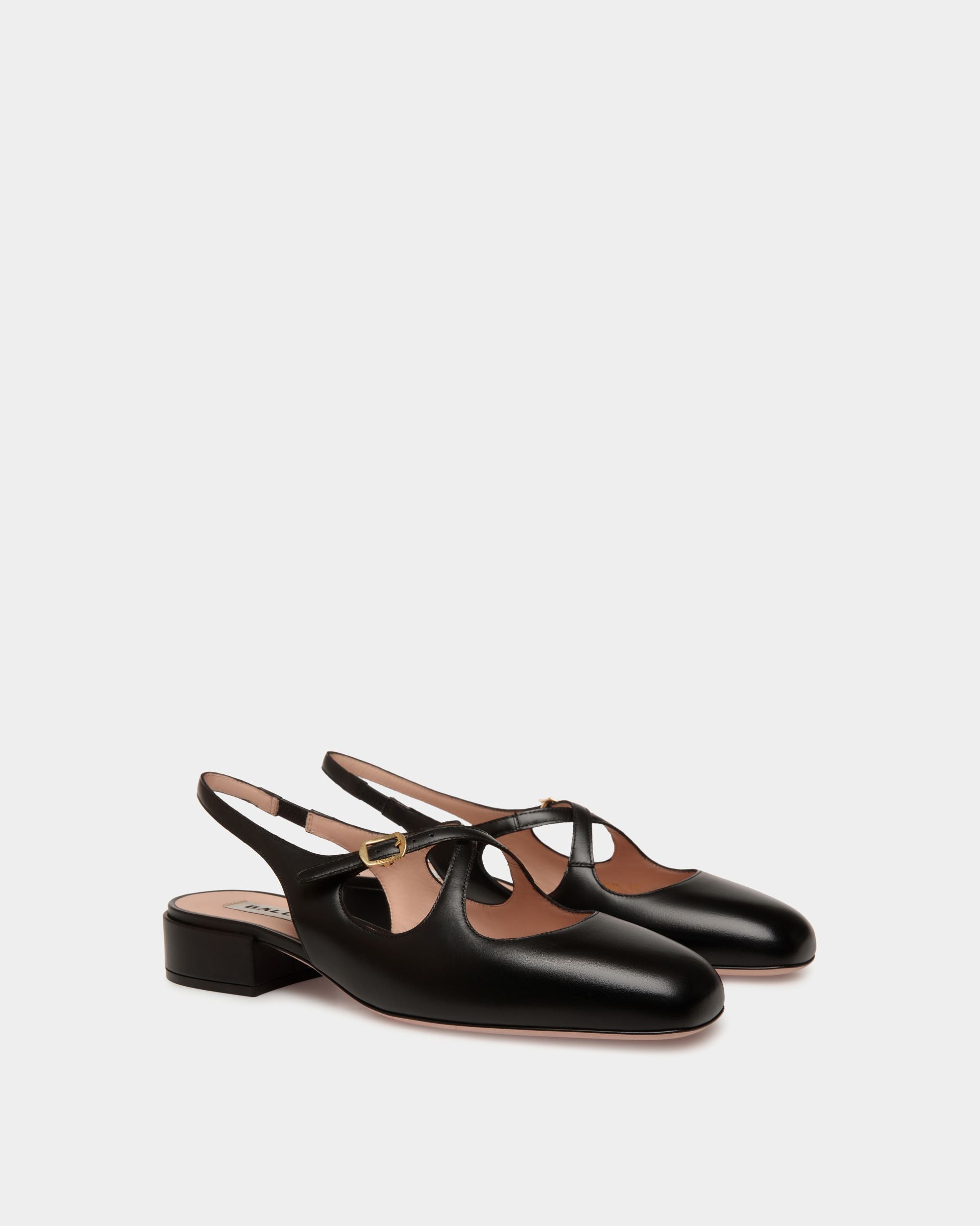 Décolleté Slingback Ballyrina In Pelle Nera - Donna - Bally - 03