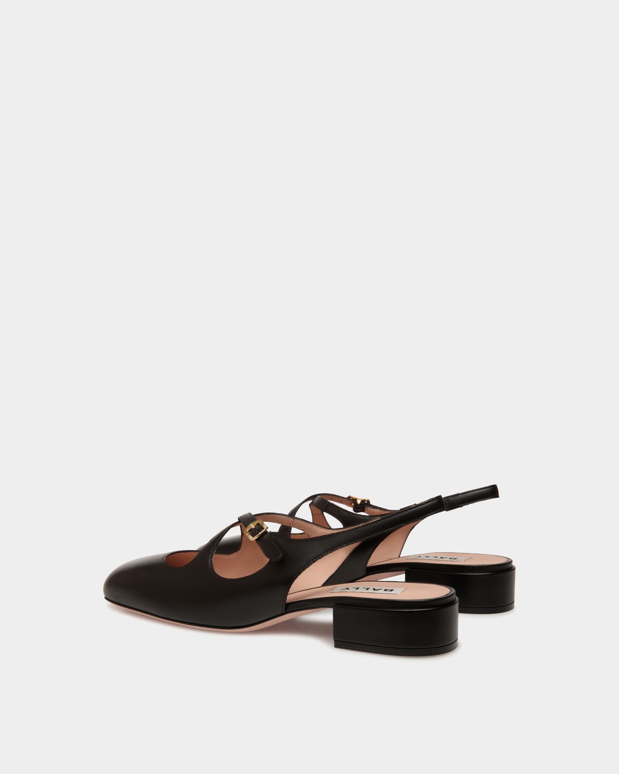 Décolleté Slingback Ballyrina In Pelle Nera - Donna - Bally - 04