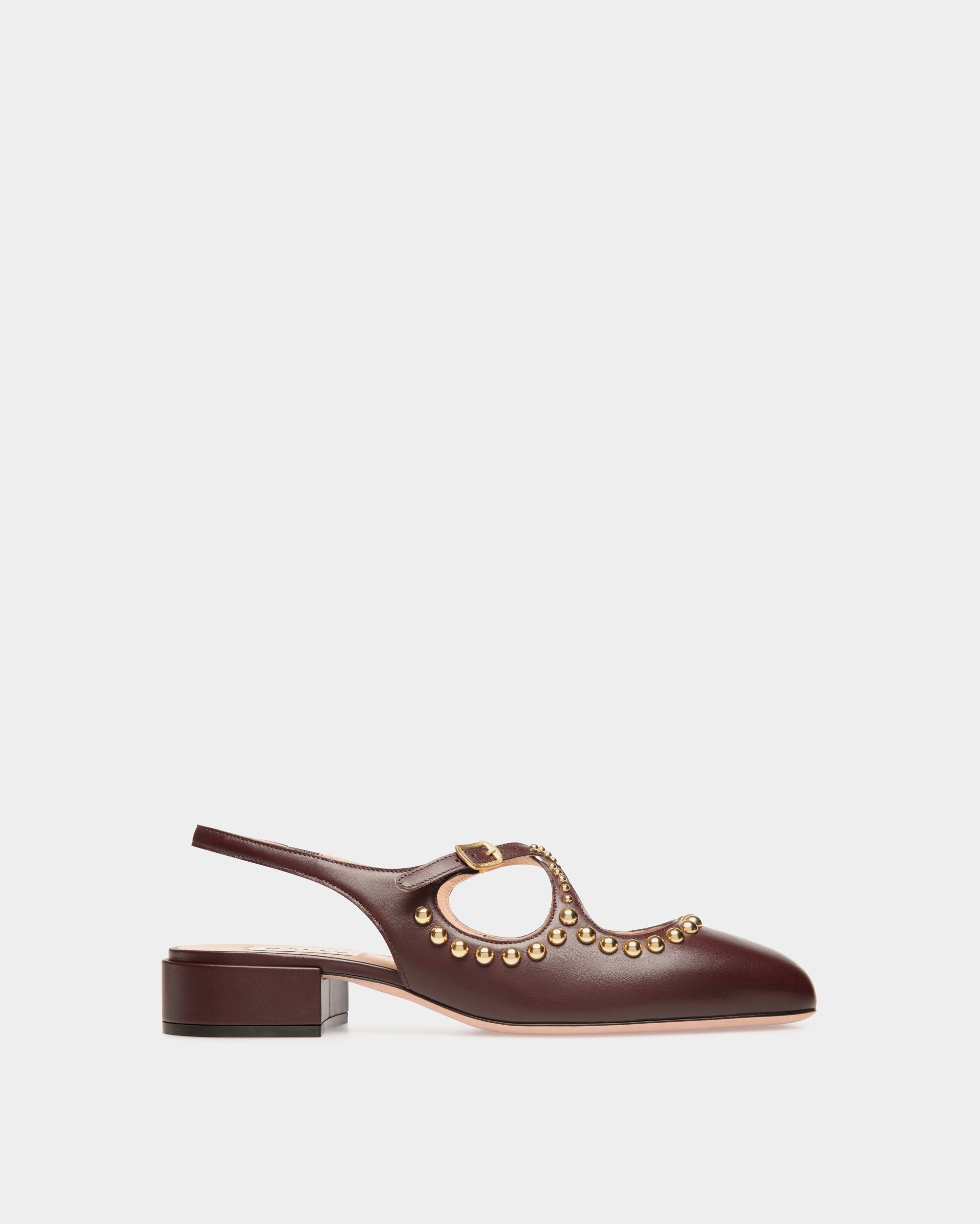 Décolleté Slingback Ballyrina In Pelle Bordeaux Scuro - Donna - Bally - 01