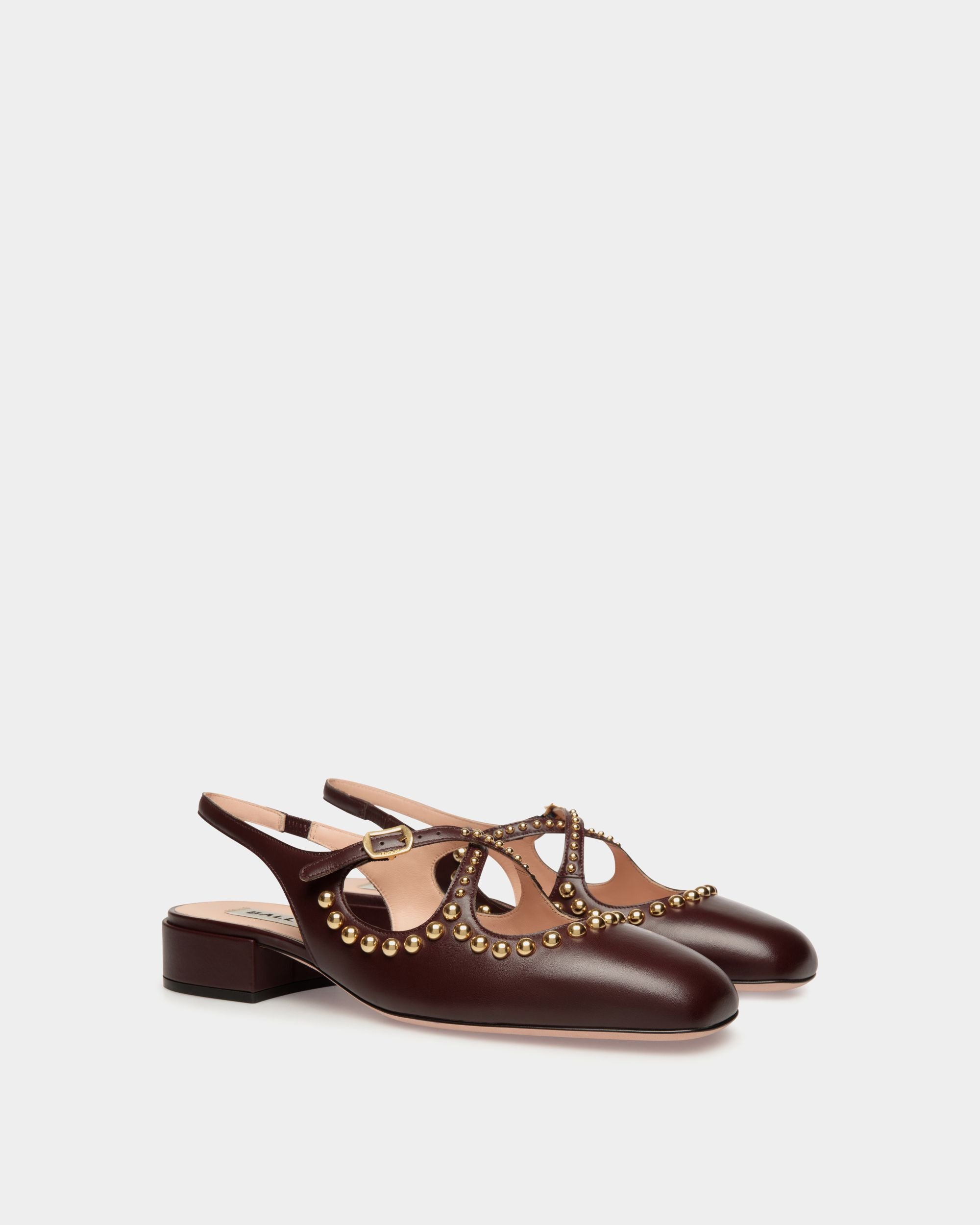 Décolleté Slingback Ballyrina In Pelle Bordeaux Scuro - Donna - Bally - 02