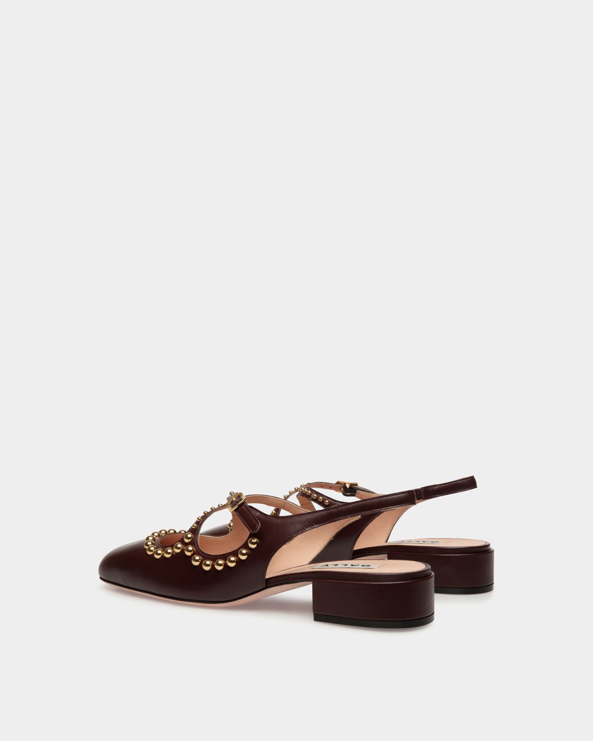 Décolleté Slingback Ballyrina In Pelle Bordeaux Scuro - Donna - Bally - 03