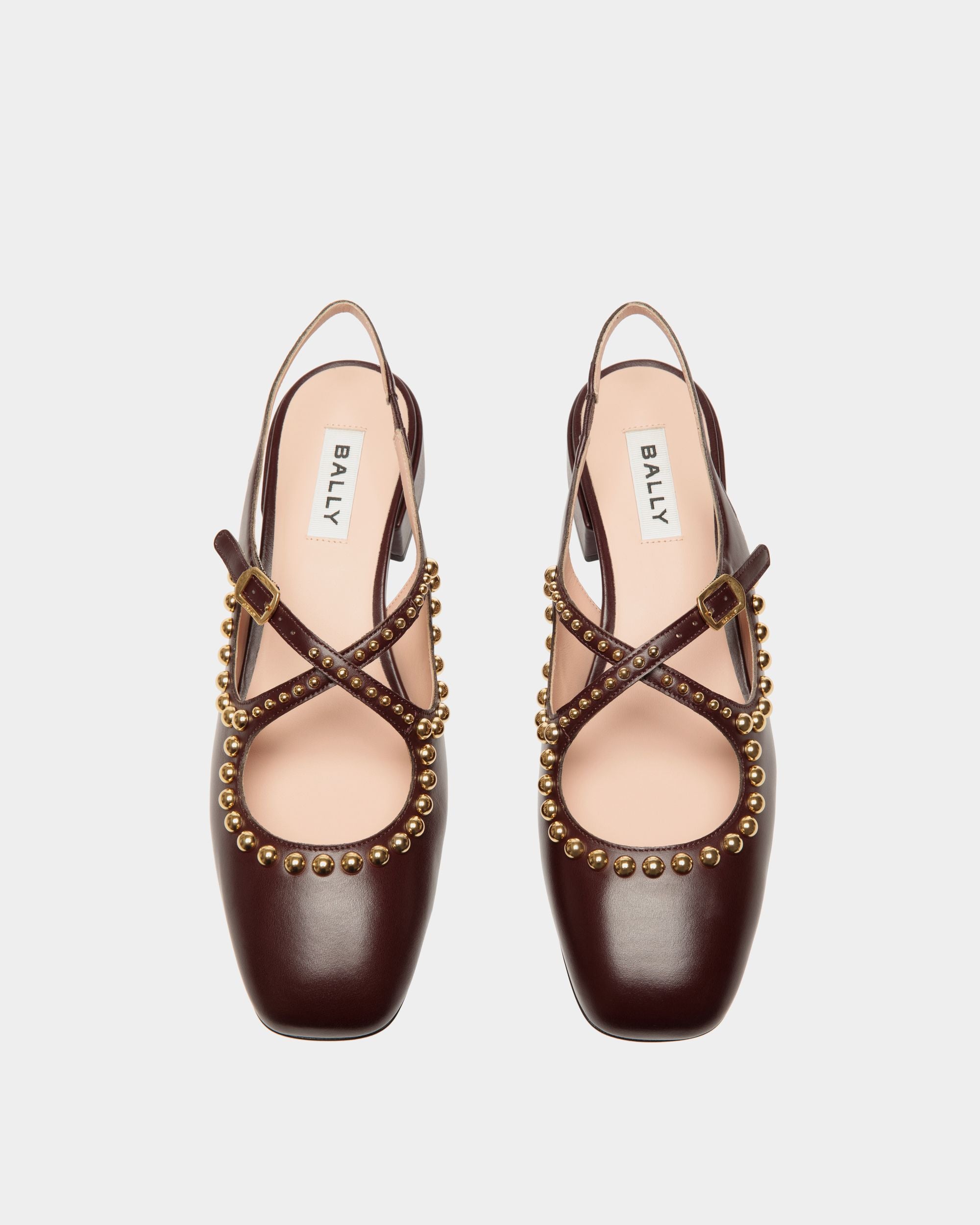 Décolleté Slingback Ballyrina In Pelle Bordeaux Scuro - Donna - Bally - 04