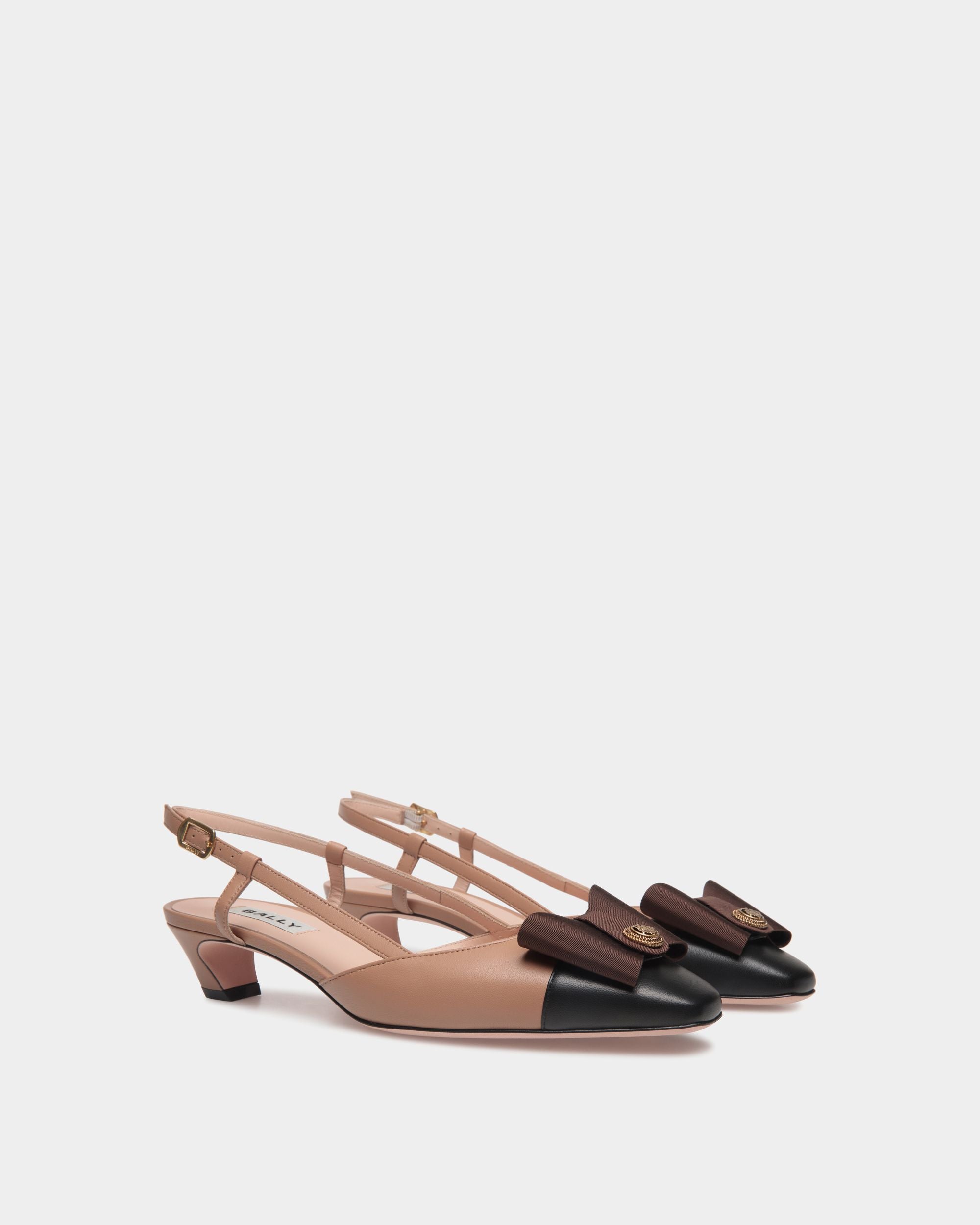 Décolleté Slingback B-Bow In Pelle Praline Beige - Donna - Bally - 03