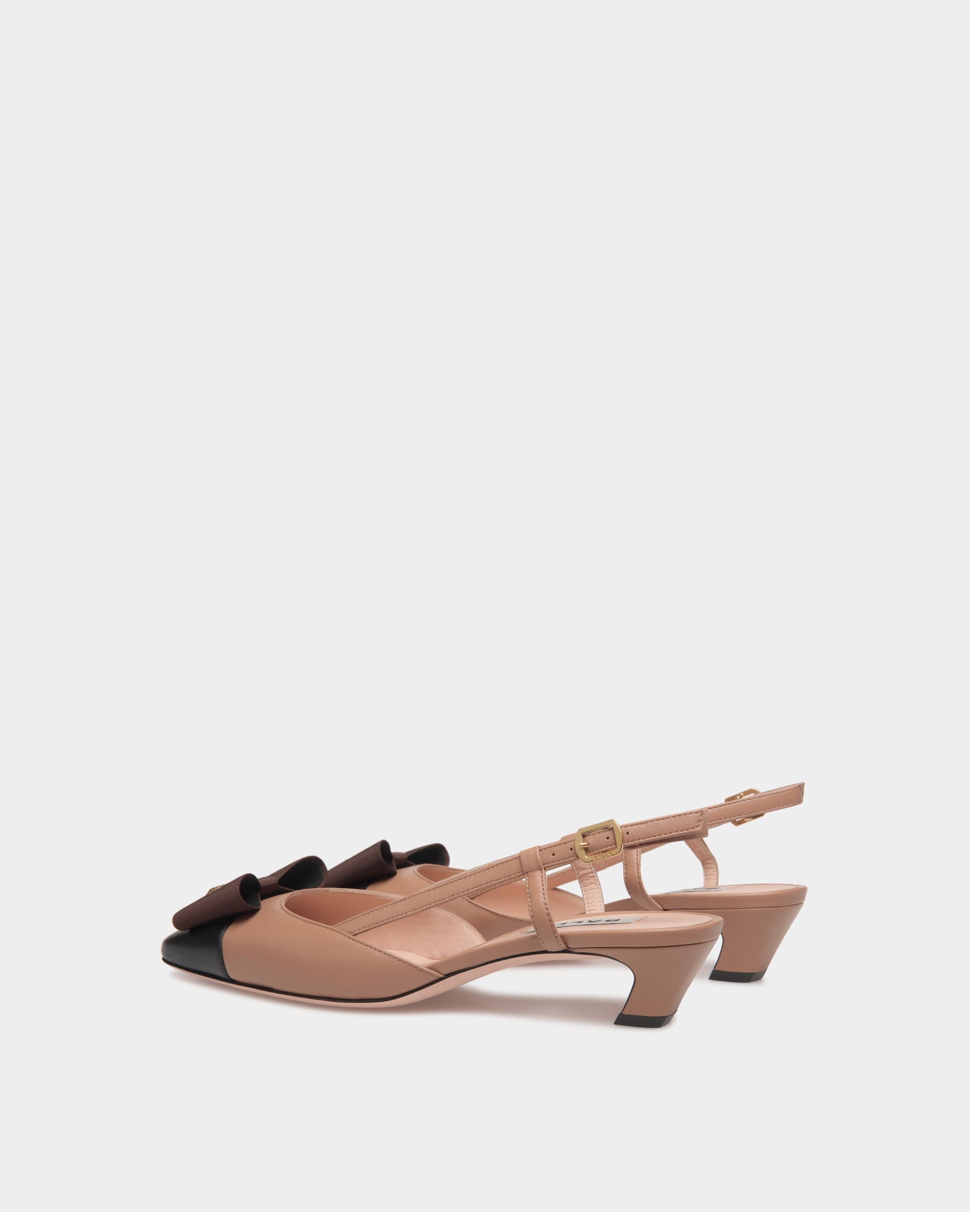 Décolleté Slingback B-Bow In Pelle Praline Beige - Donna - Bally - 04