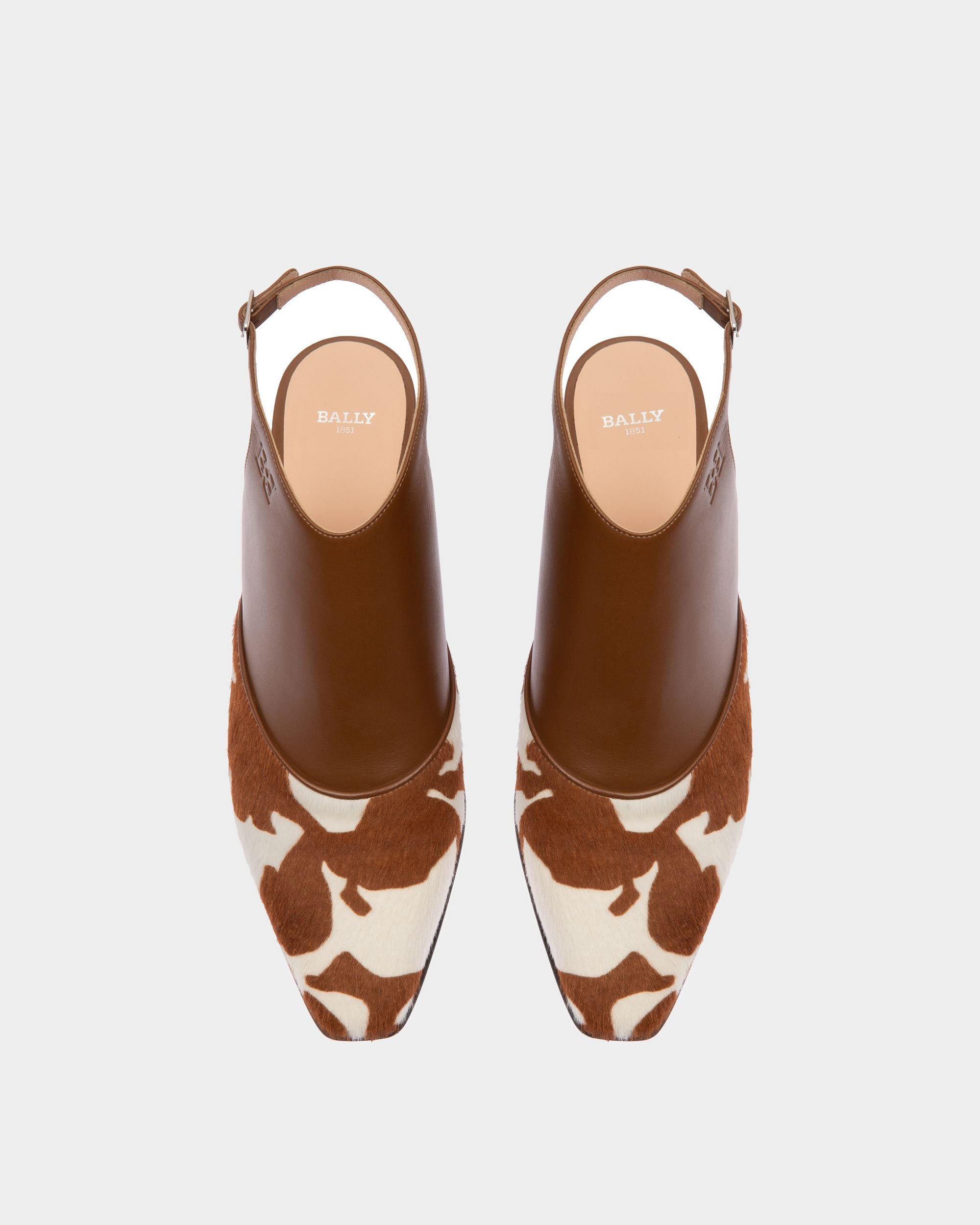 Girelle Décolleté In Pelle Bianca E Marrone - Donna - Bally - 02