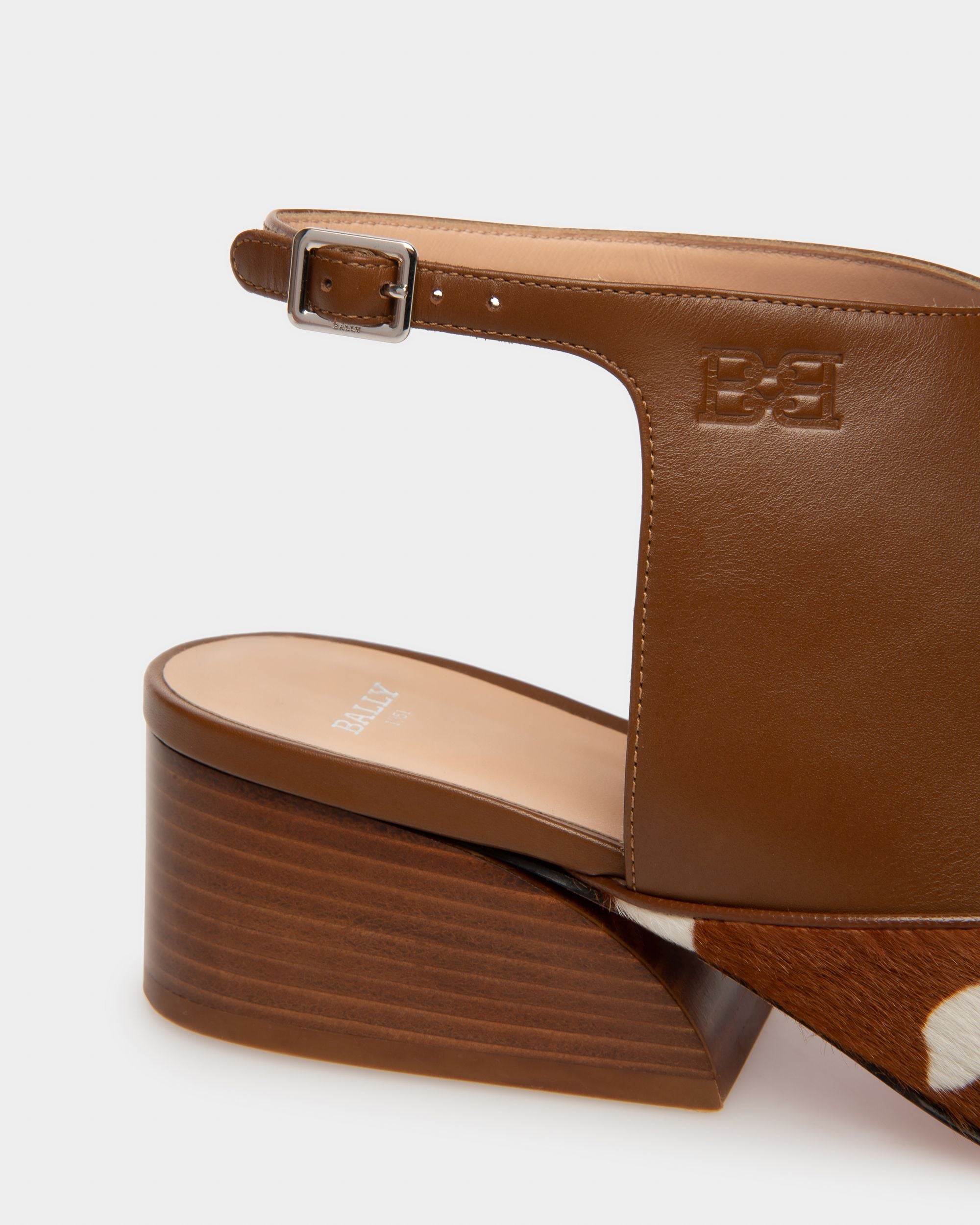 Girelle Décolleté In Pelle Bianca E Marrone - Donna - Bally - 05