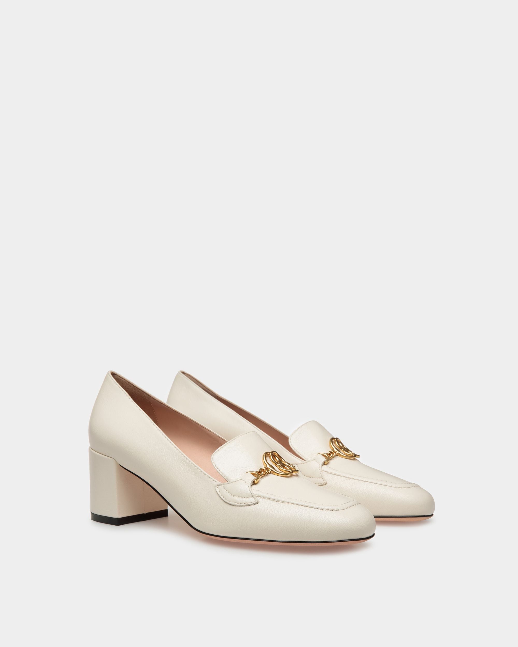 Décolleté Emblem In Pelle Avorio - Donna - Bally - 03