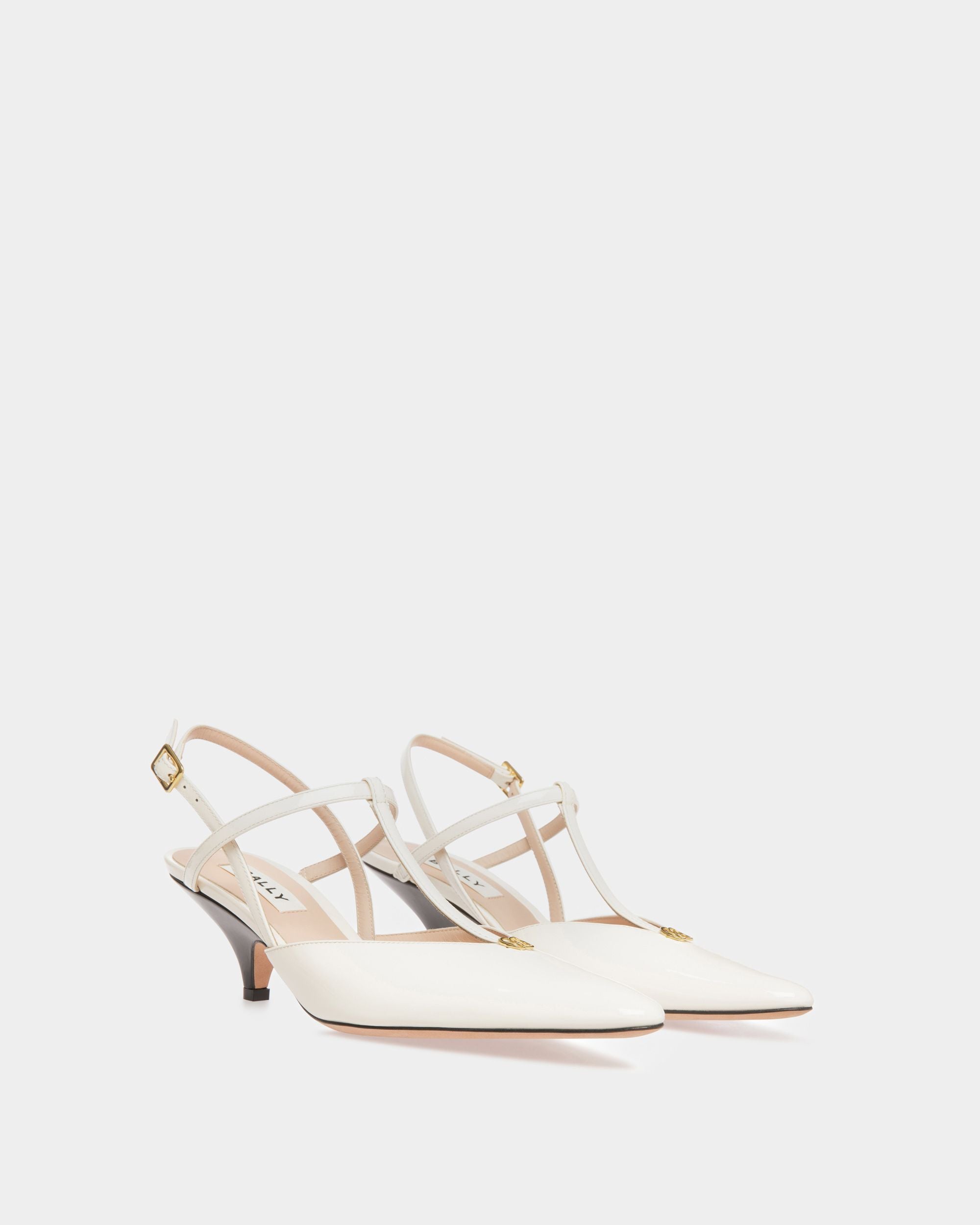 Décolleté Slingback Katy In Pelle Avorio E Nera - Donna - Bally - 03