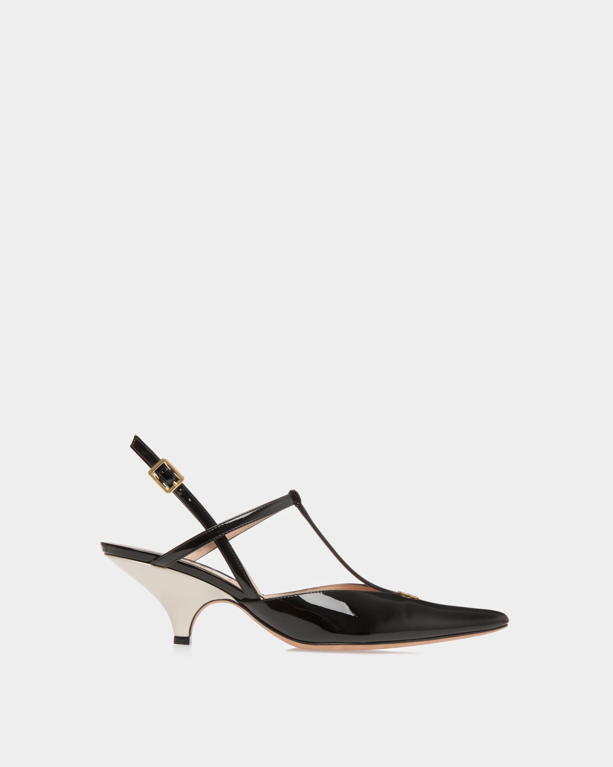 Décolleté Slingback Katy In Pelle Nera E Avorio - Donna - Bally - 01