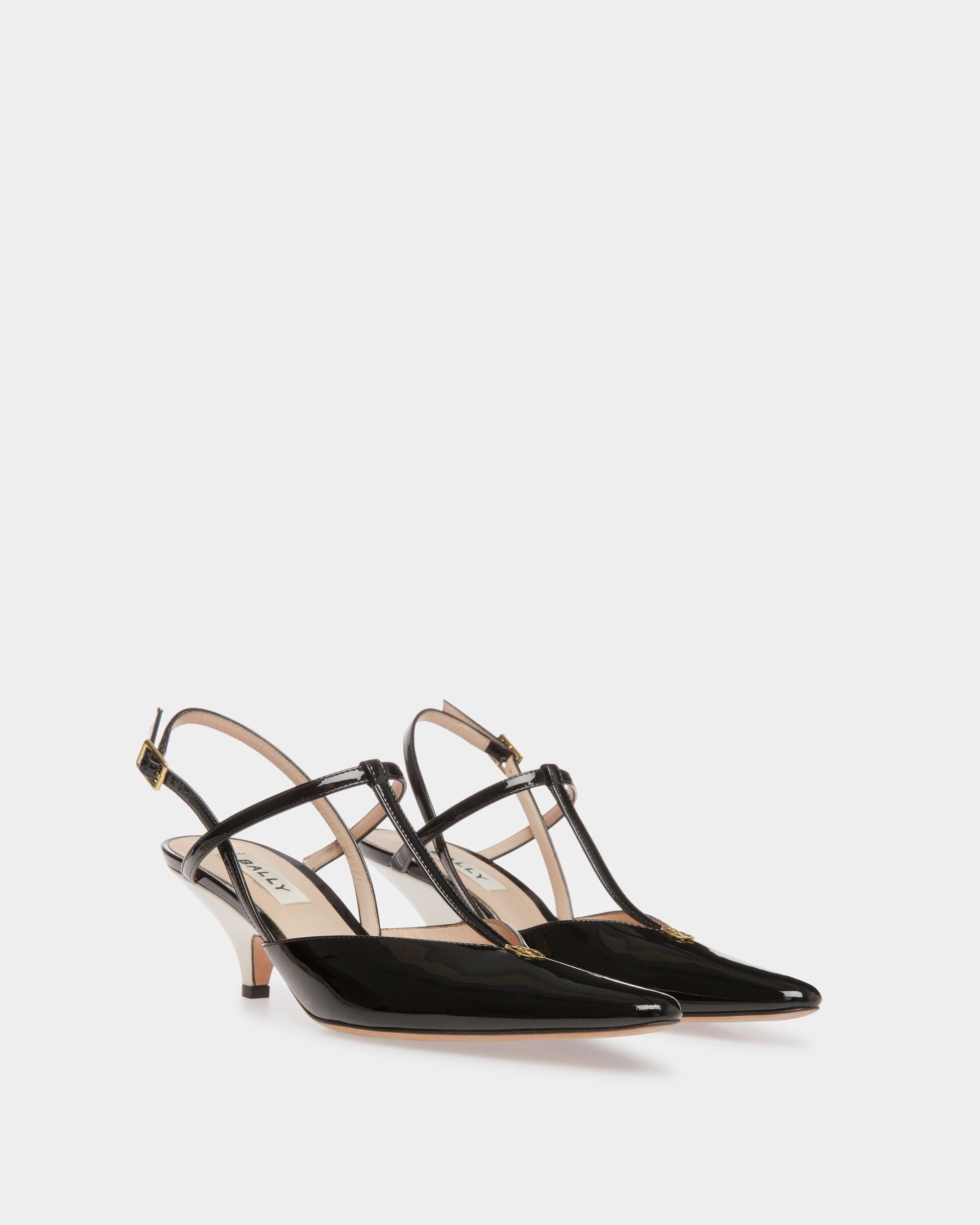 Décolleté Slingback Katy In Pelle Nera E Avorio - Donna - Bally - 03