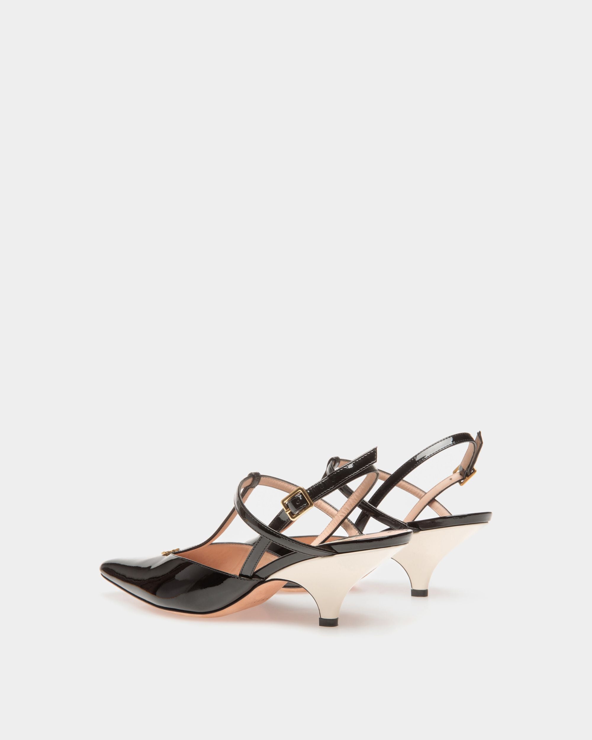 Décolleté Slingback Katy In Pelle Nera E Avorio - Donna - Bally - 04