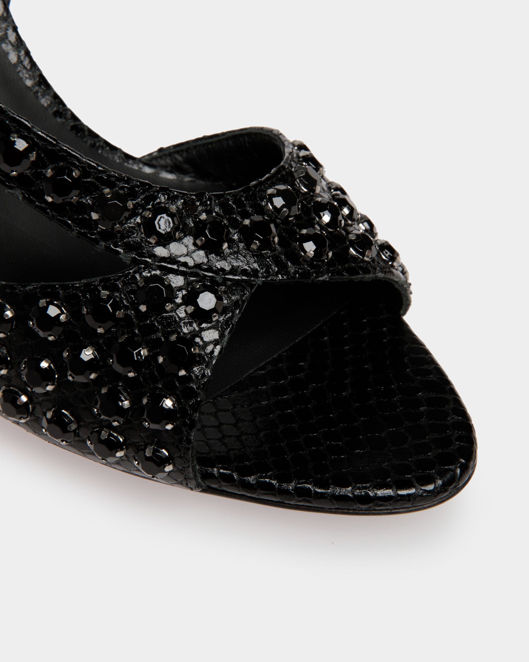 Sandalo con Tacco Katy in Pelle con Stampa Pitonata Nera - Donna - Bally - 04