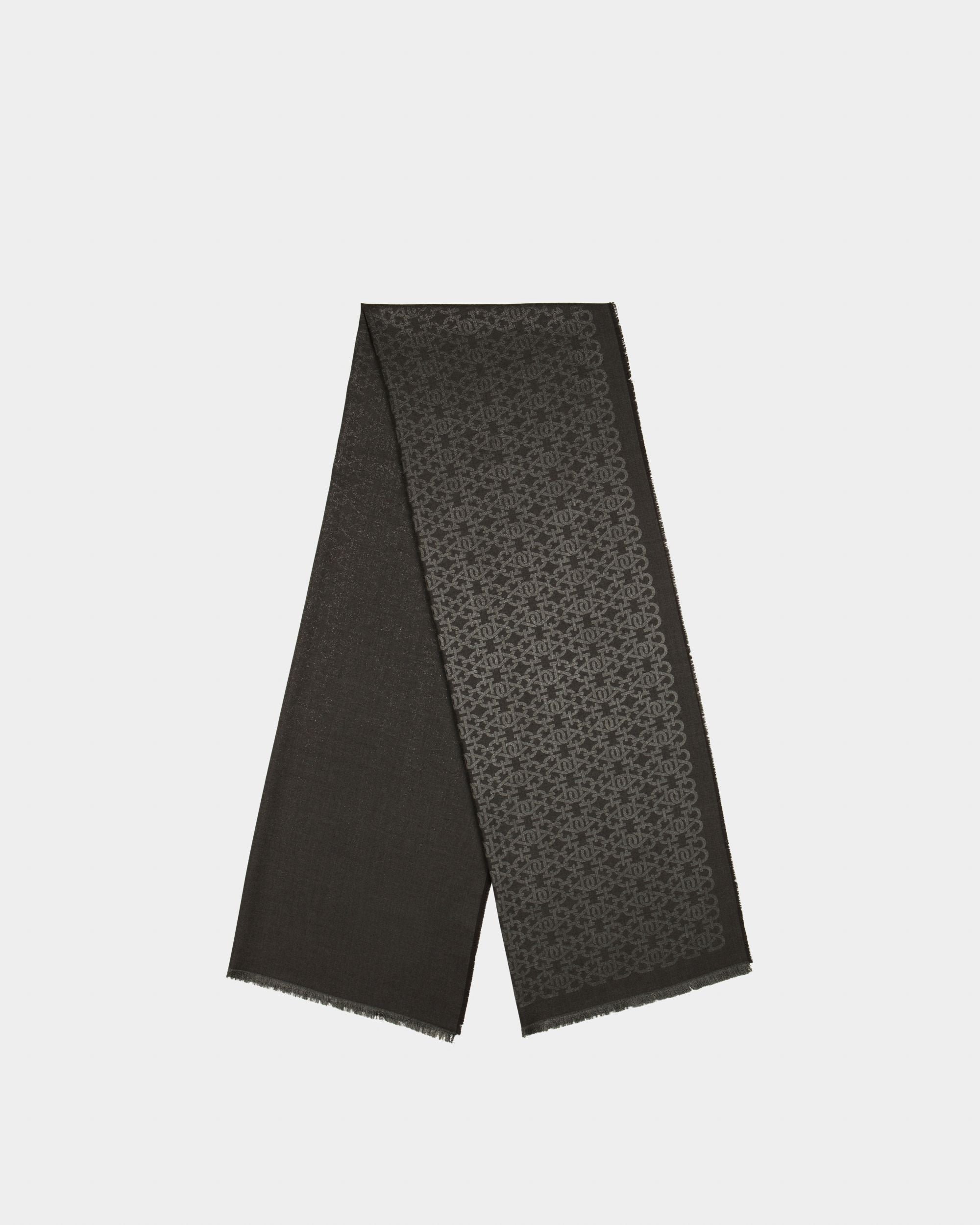 Sciarpa B-Monogram In Mix Di Seta E Lana Nera - Donna - Bally - 01