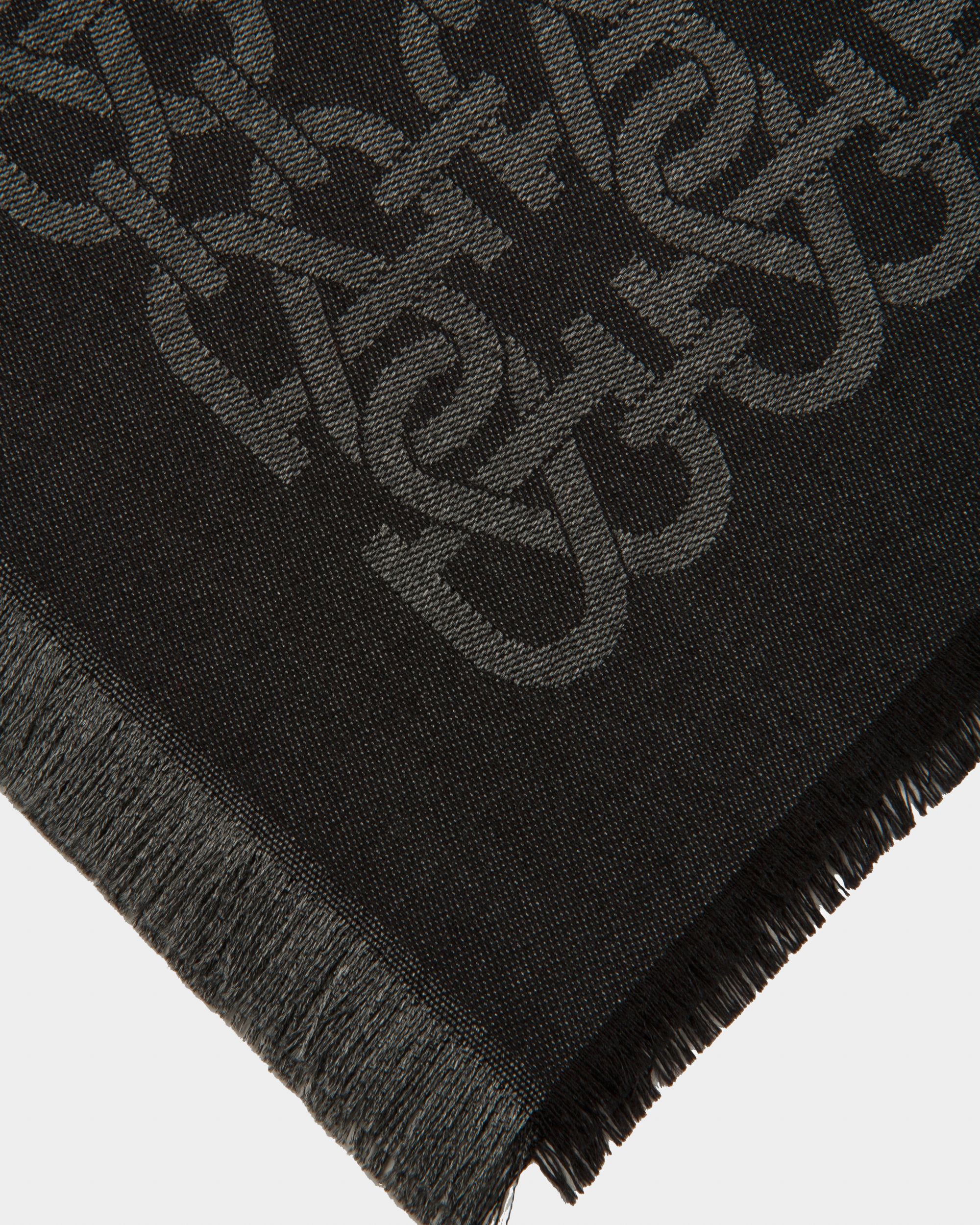 Sciarpa B-Monogram In Mix Di Seta E Lana Nera - Donna - Bally - 02