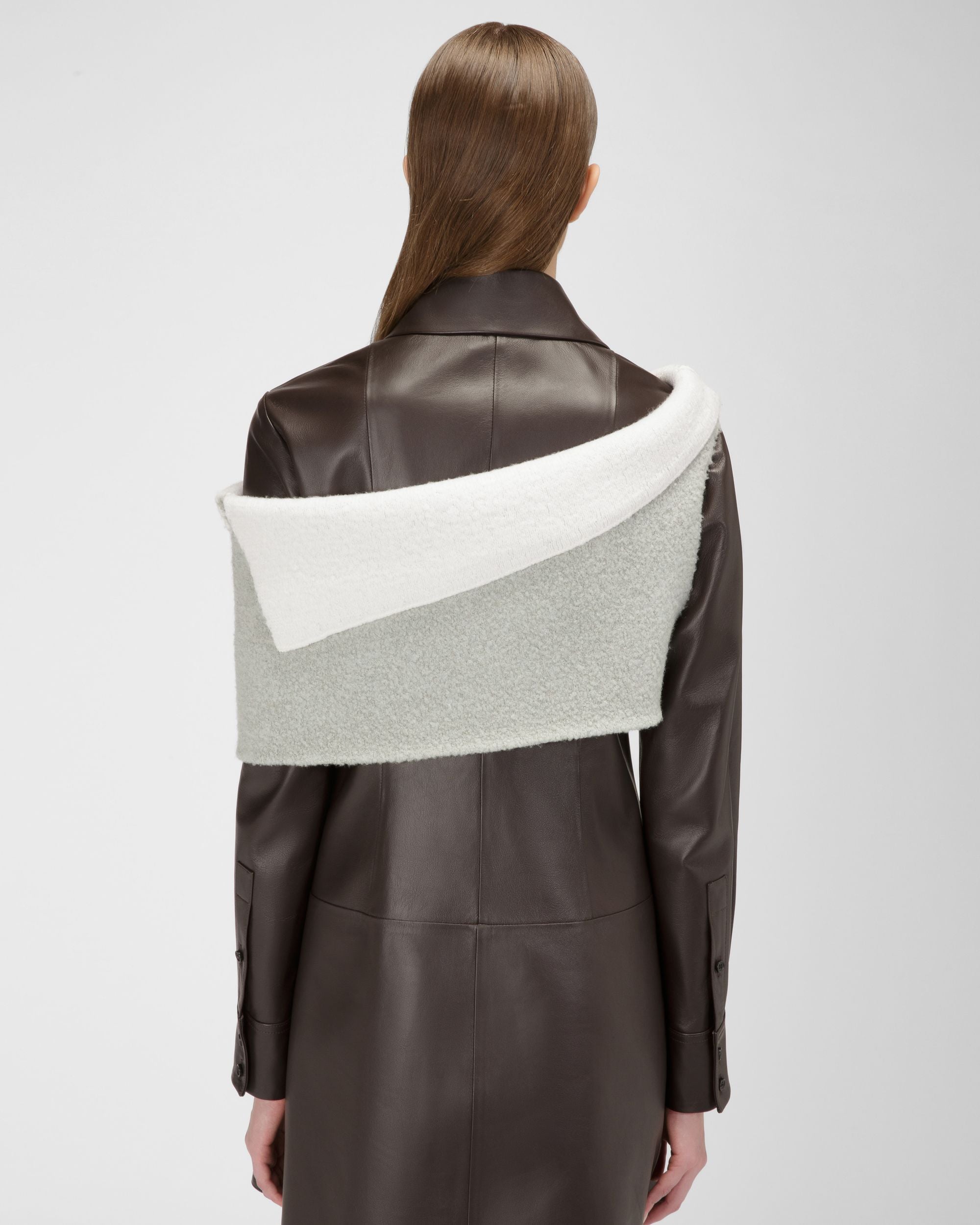 Sciarpa Bicolore Misto Lana Grigio E Avorio - Donna - Bally - 03