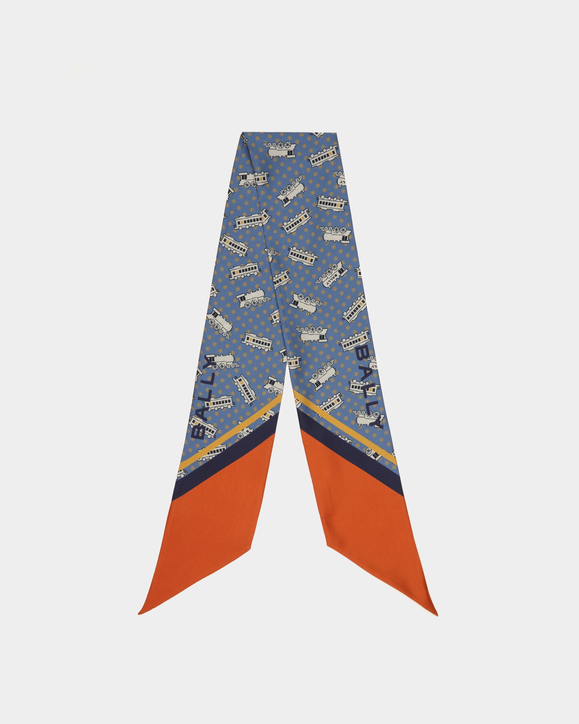Twilly Con Stampa Train Seta Blu - Donna - Bally - 01