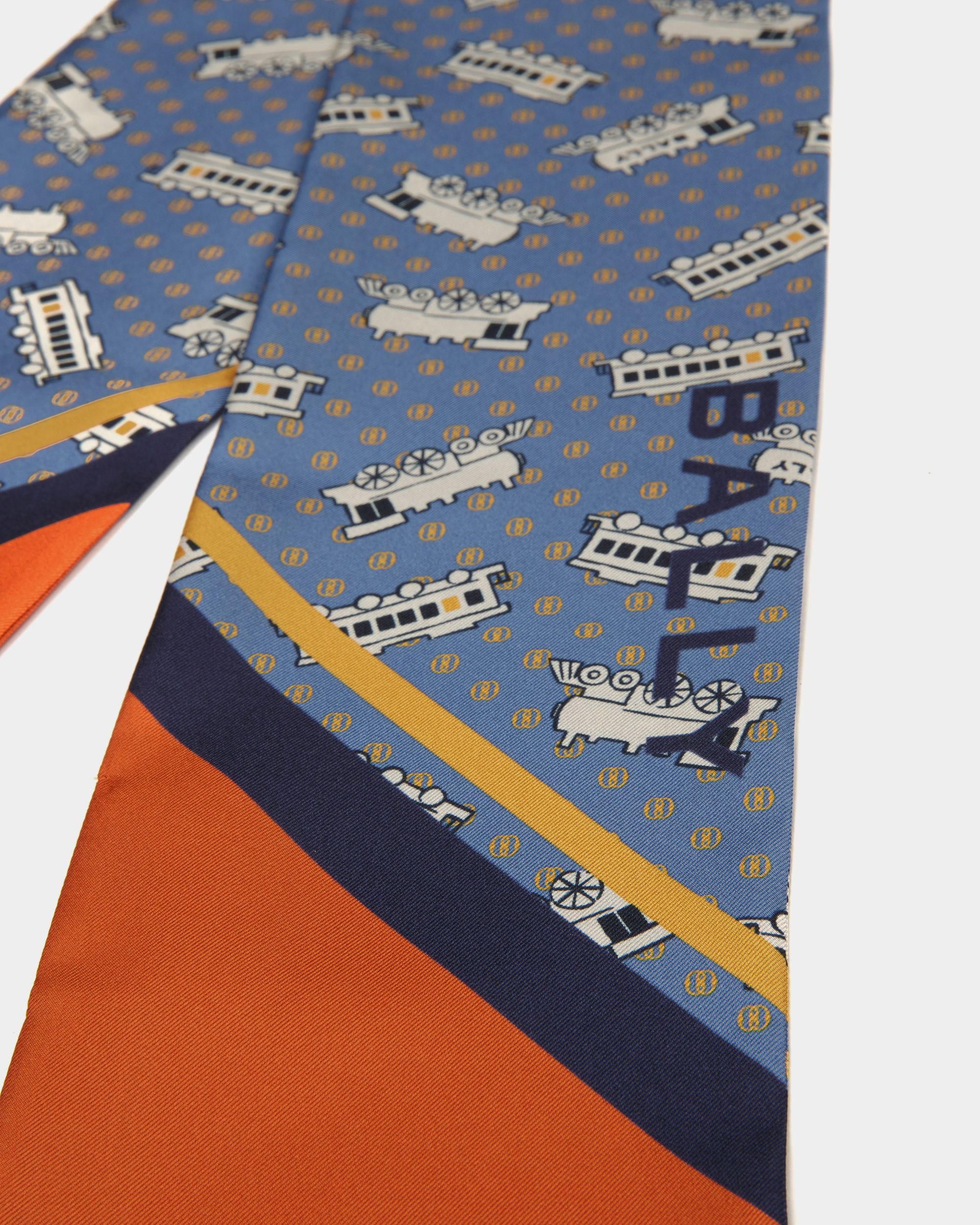 Twilly Con Stampa Train Seta Blu - Donna - Bally - 03