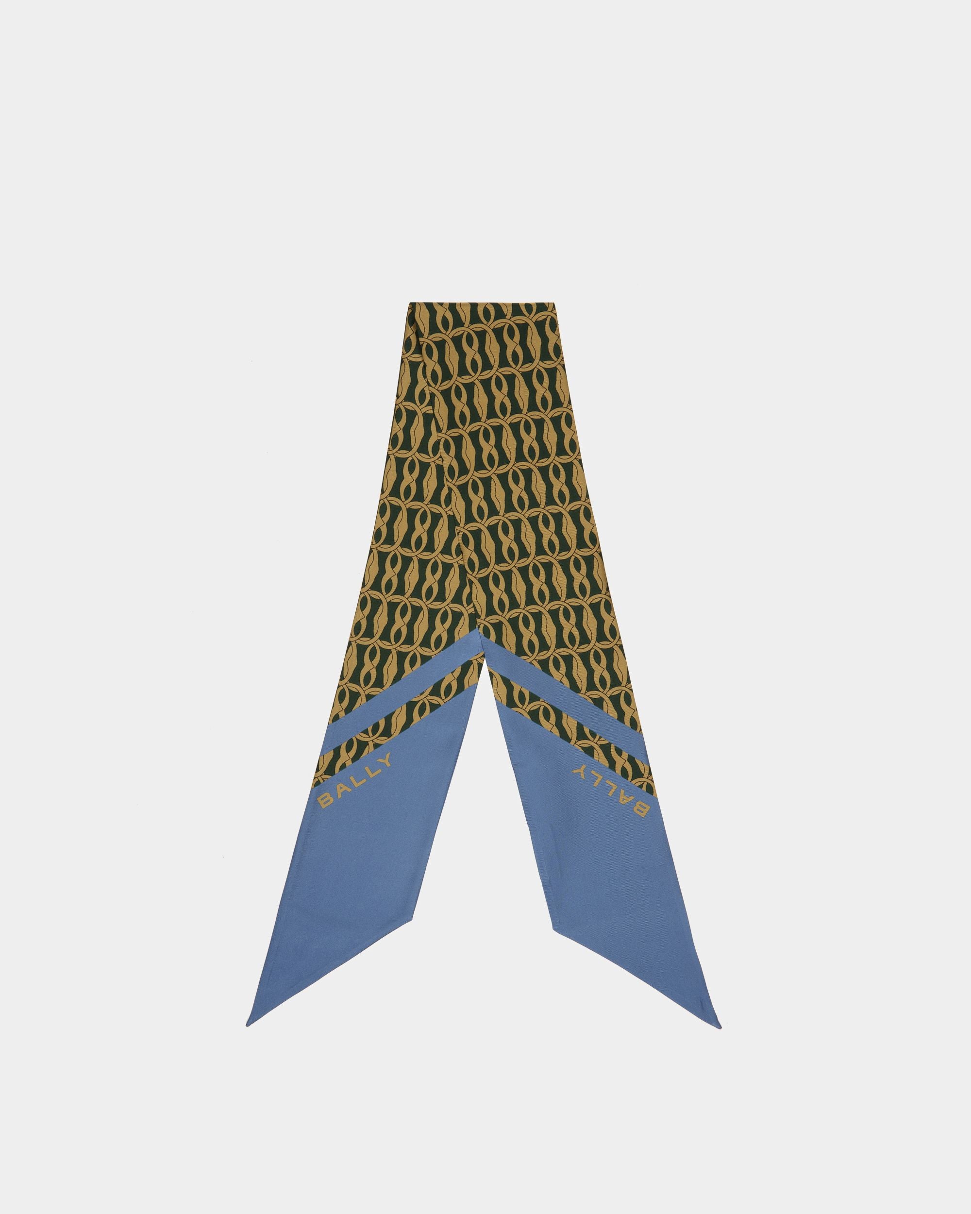 Twilly Con Stampa Emblem Seta Blu - Donna - Bally - 01