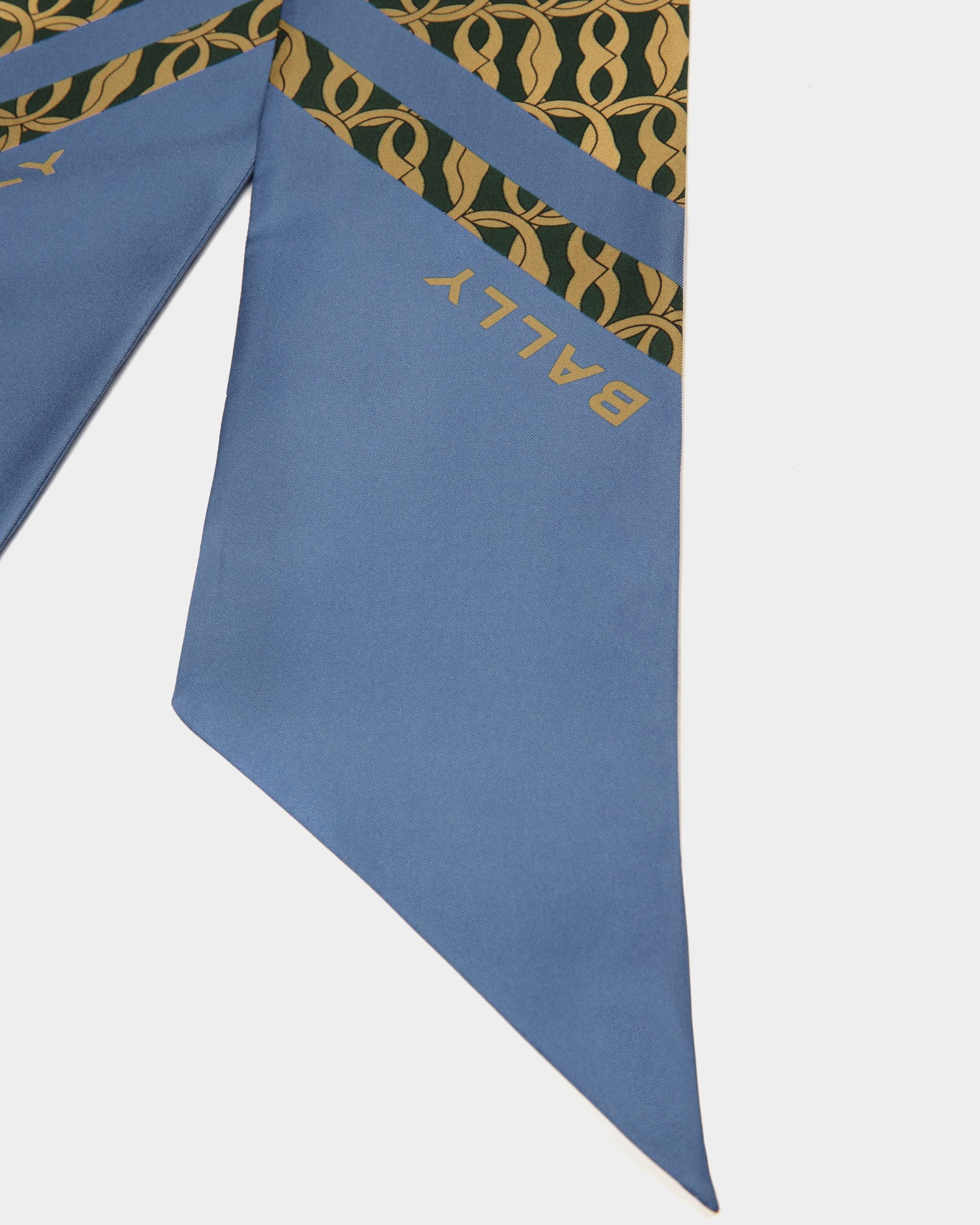 Twilly Con Stampa Emblem Seta Blu - Donna - Bally - 03