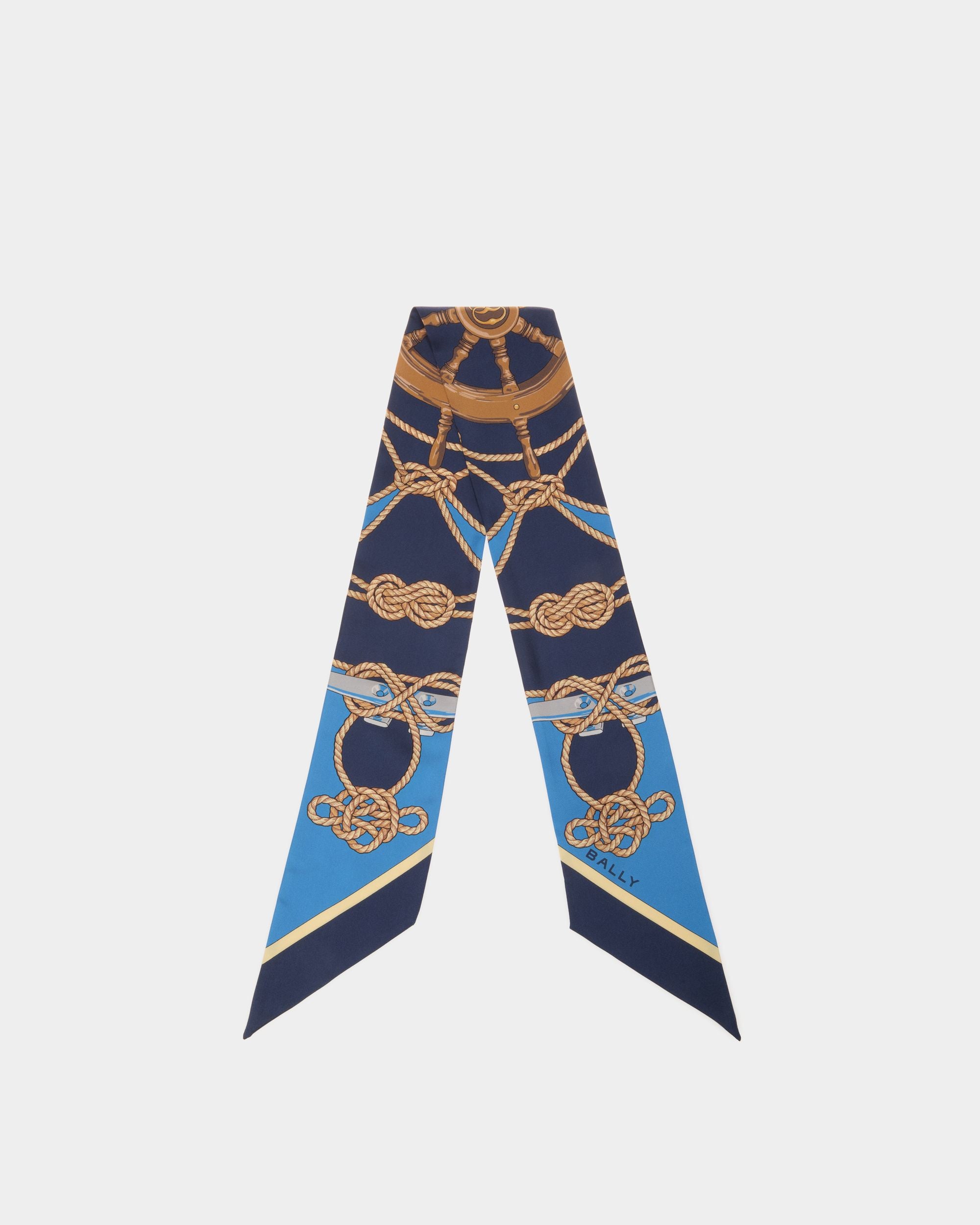 Scarf Bandeau In Blue Silk - Donna - Bally - 01