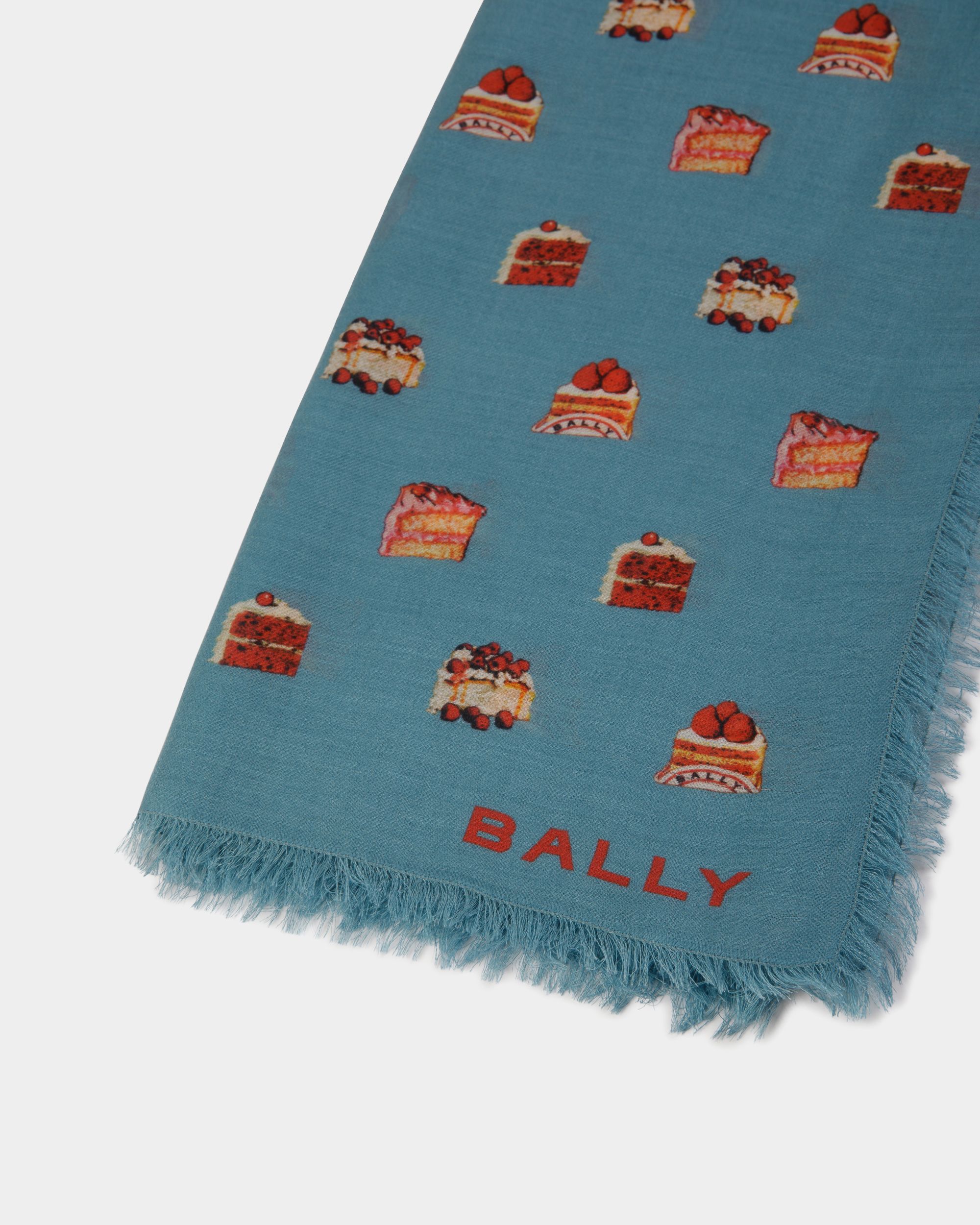 Sciarpa Da Donna Con Stampa Bally Cake In Modal E Cashmere Color Medium Blue - Donna - Bally - 02