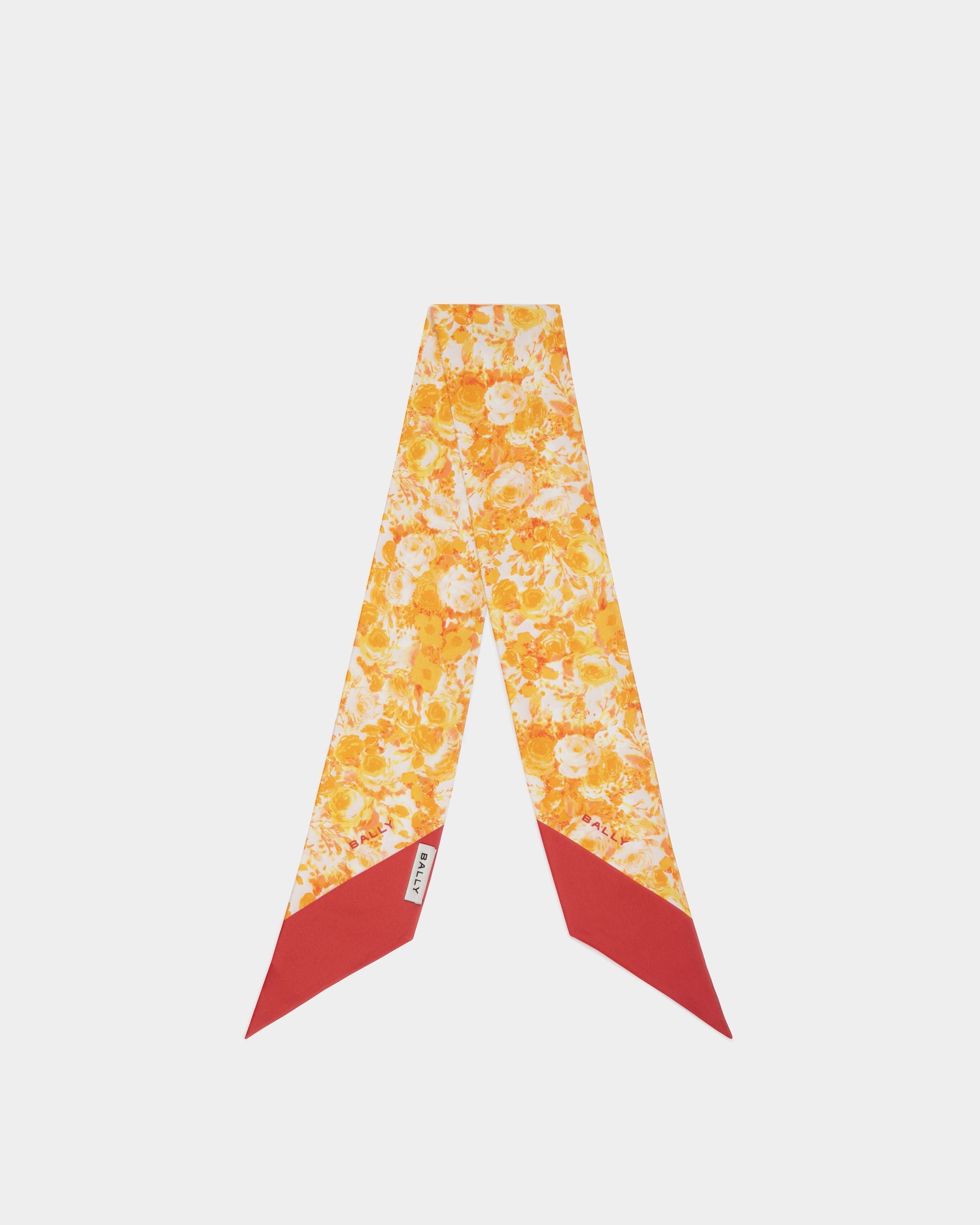 Foulard In Seta Koi Orange Con Stampa Rosengarten - Donna - Bally - 01