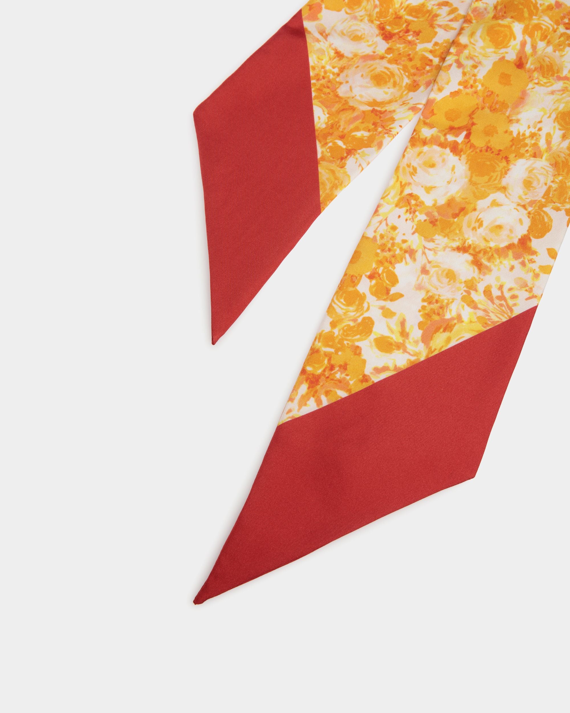 Foulard In Seta Koi Orange Con Stampa Rosengarten - Donna - Bally - 03