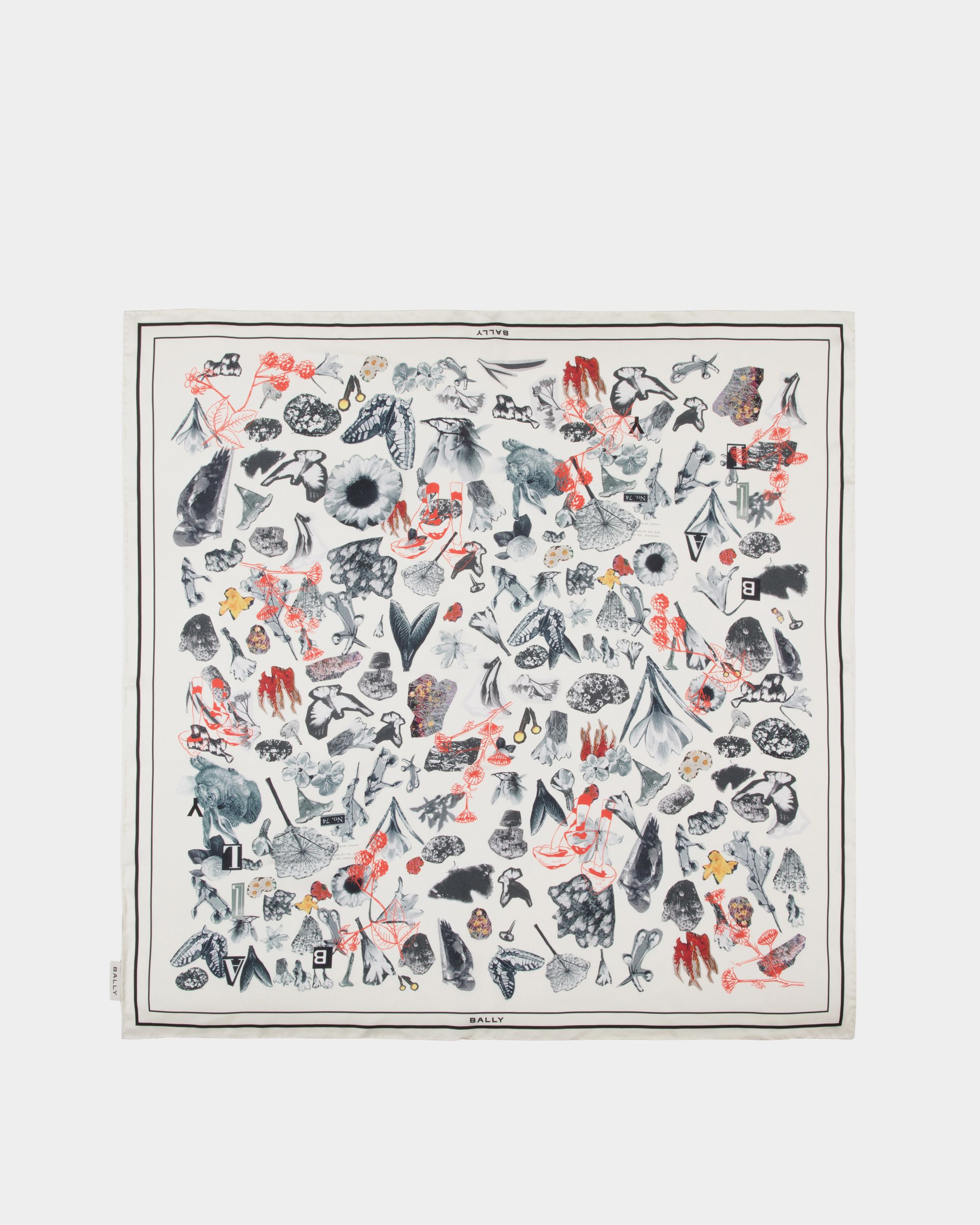 Foulard In Seta Color Avorio Con Stampa Bally Collage - Donna - Bally - 01