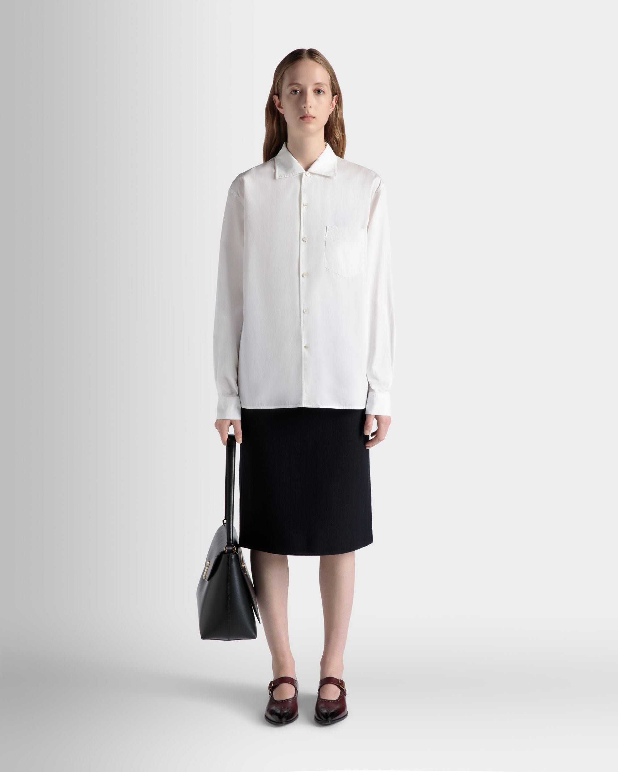 Camicia A Maniche Lunghe In Cotone Bianco - Donna - Bally - 02