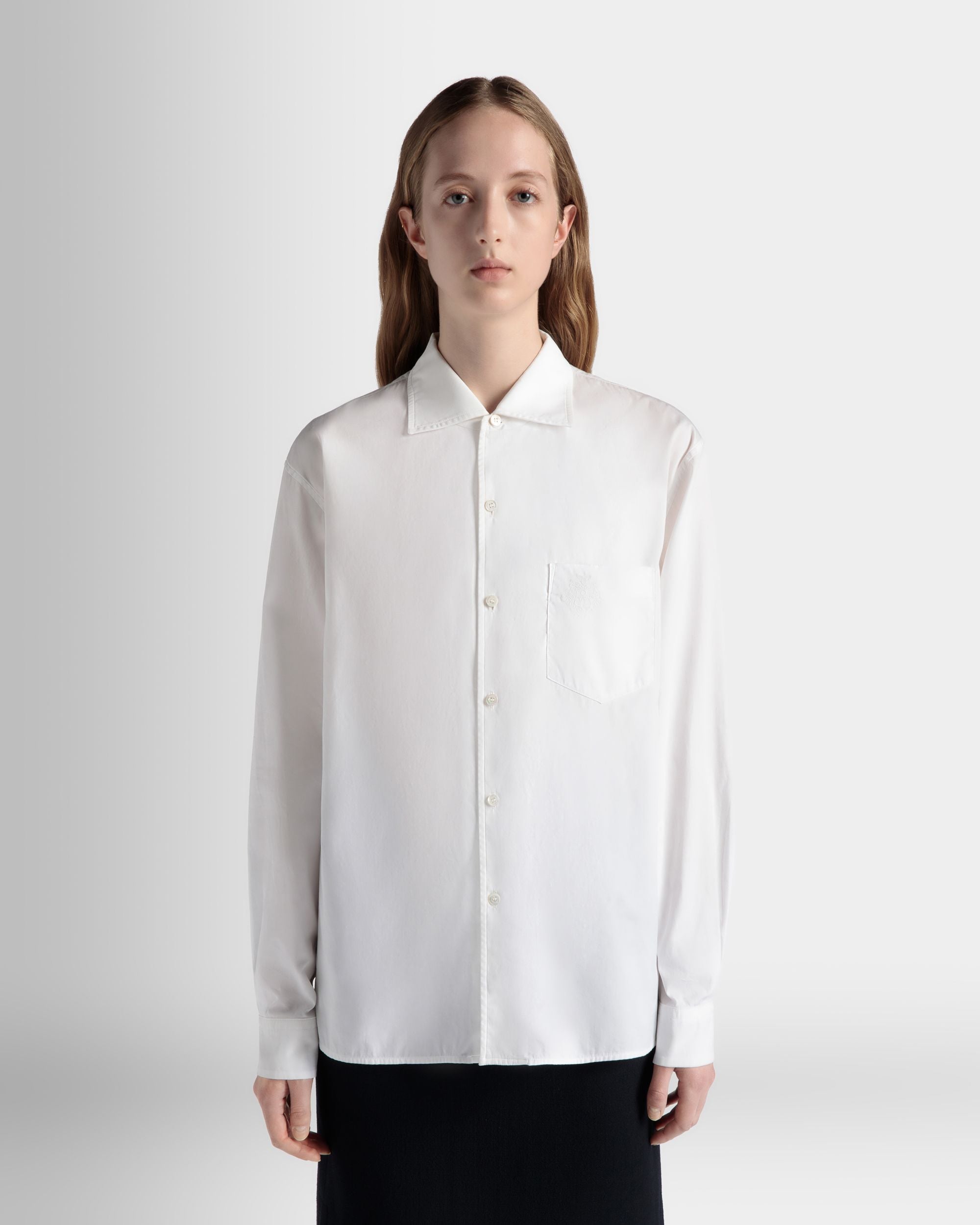 Camicia A Maniche Lunghe In Cotone Bianco - Donna - Bally - 03