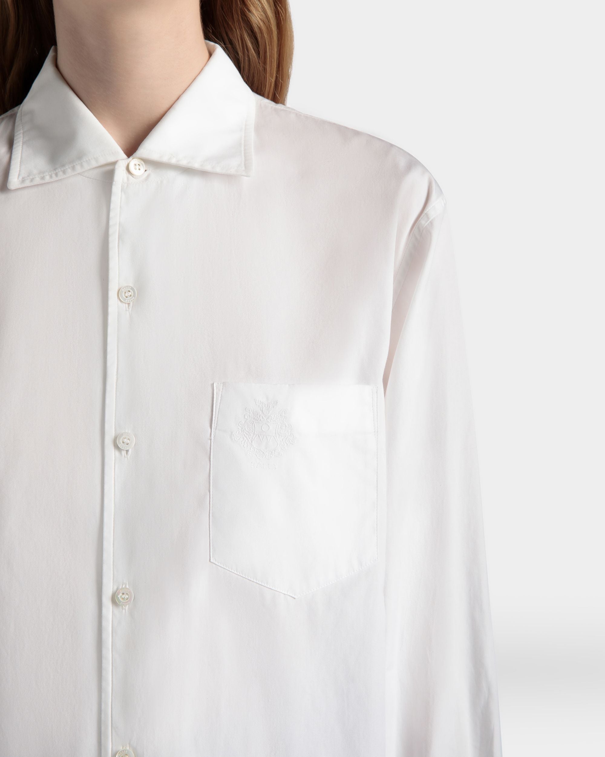Camicia A Maniche Lunghe In Cotone Bianco - Donna - Bally - 04