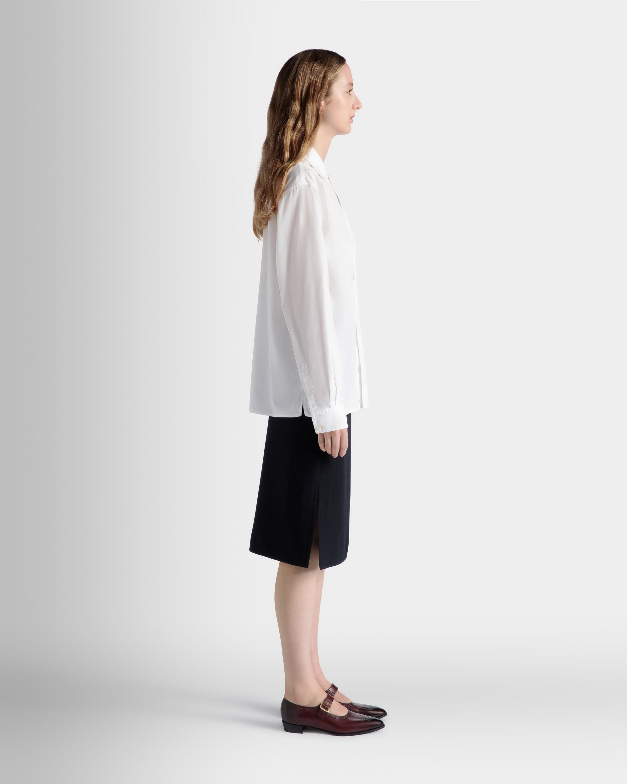 Camicia A Maniche Lunghe In Cotone Bianco - Donna - Bally - 06