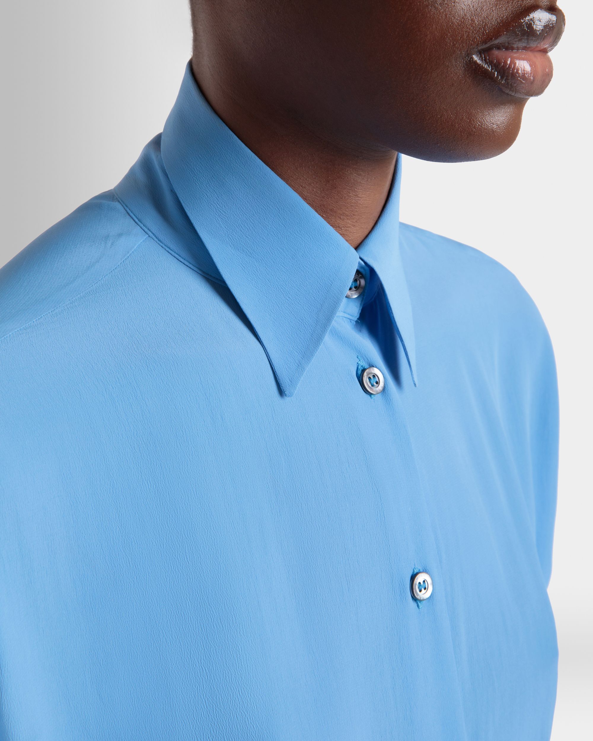 Camicia In Crêpe De Chine Medium Blue - Donna - Bally - 03