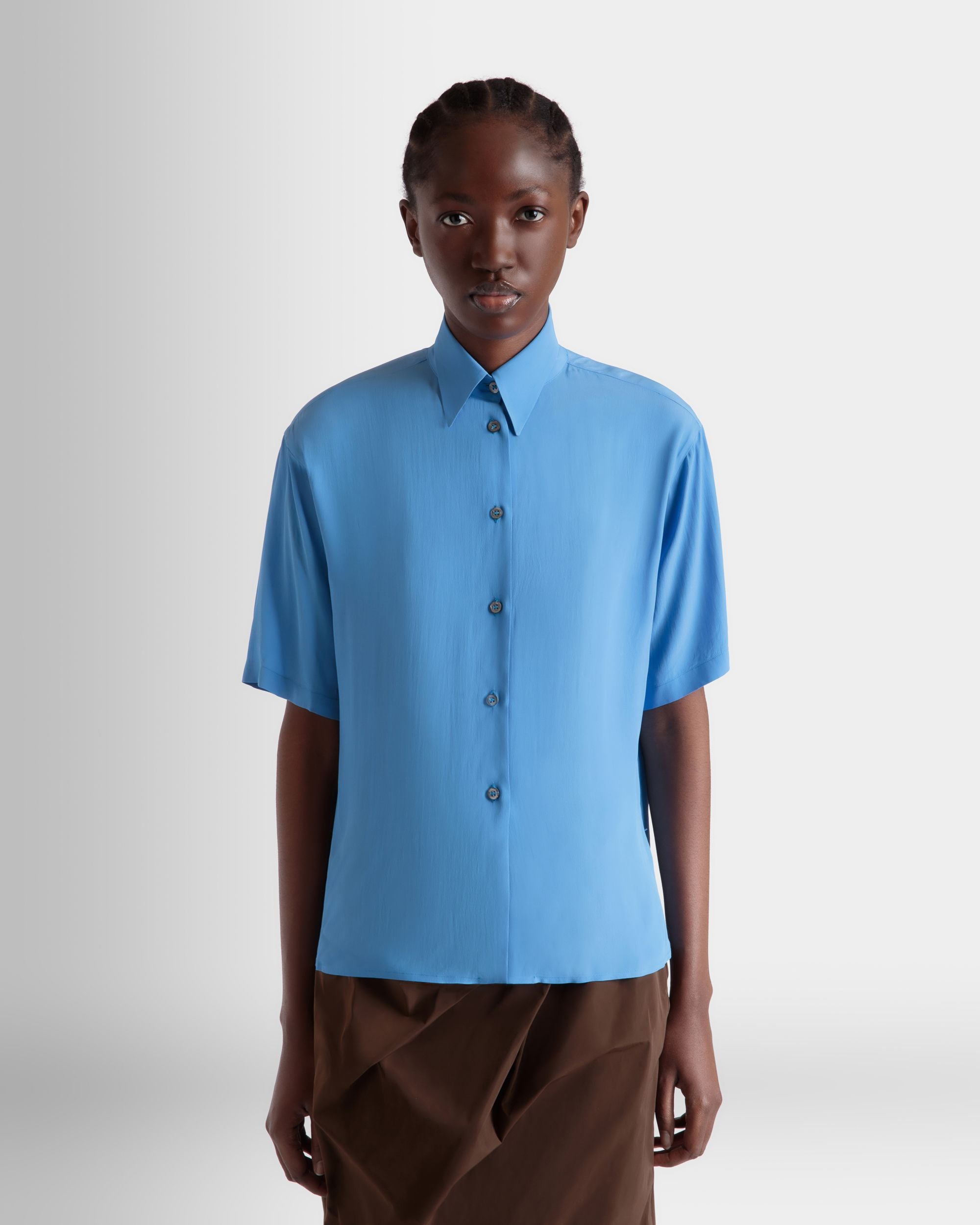 Camicia In Crêpe De Chine Medium Blue - Donna - Bally - 08