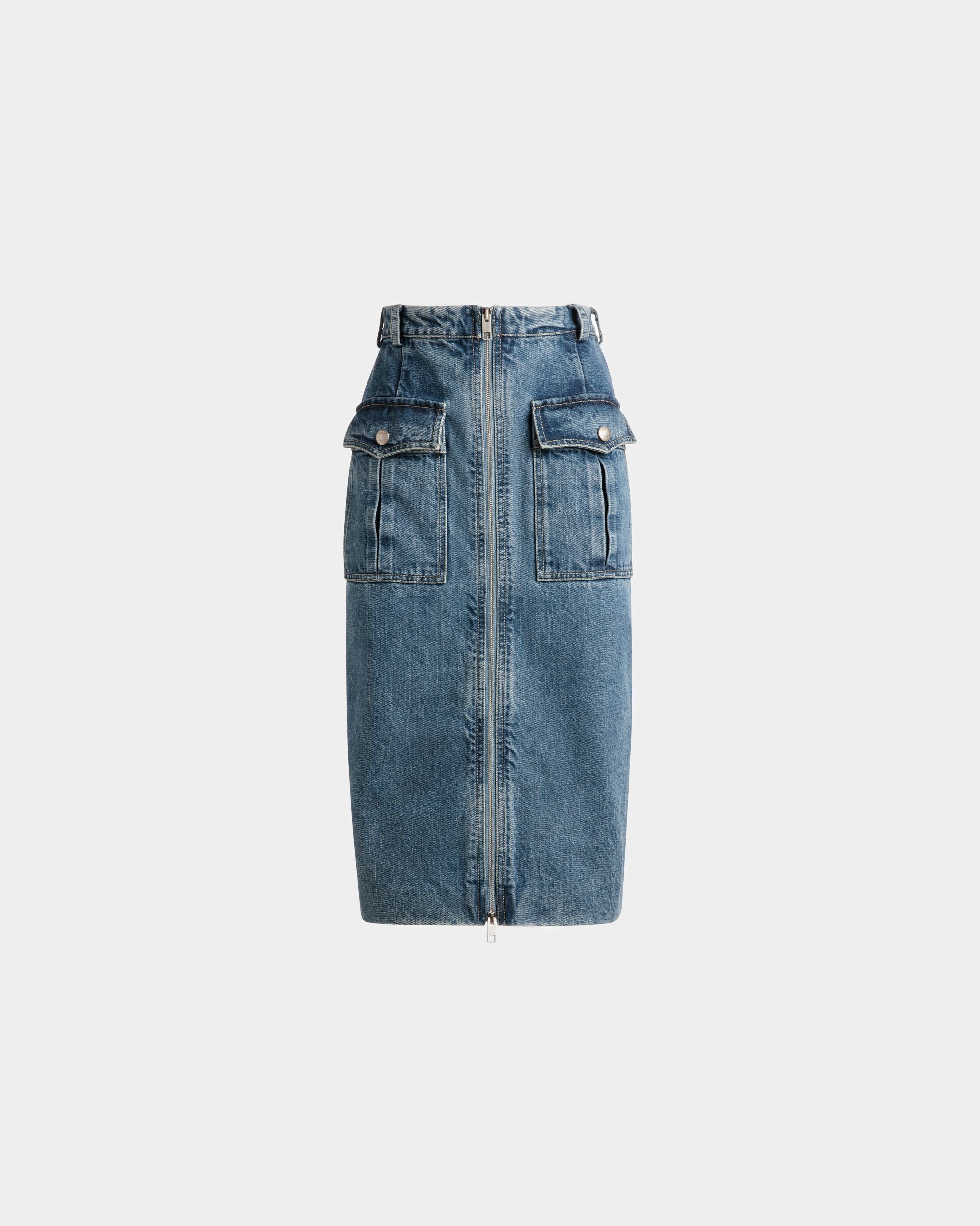 Gonna Al Ginocchio In Cotone Denim Azzurro - Donna - Bally - 01