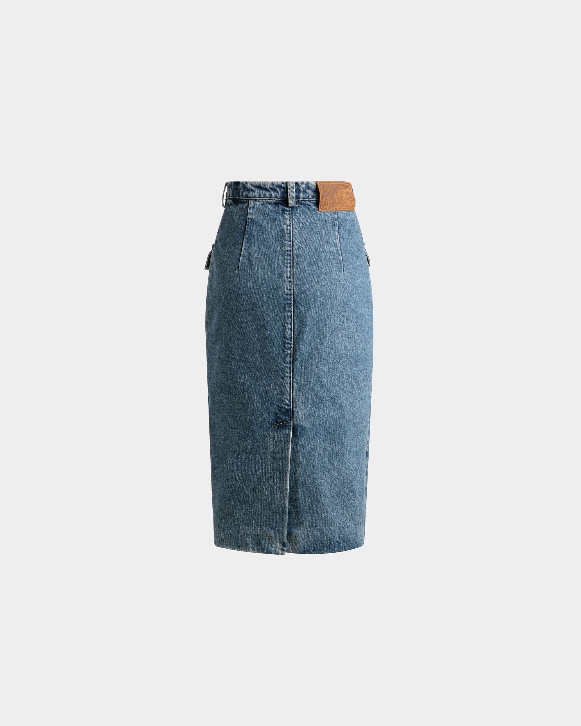 Gonna Al Ginocchio In Cotone Denim Azzurro - Donna - Bally - 07