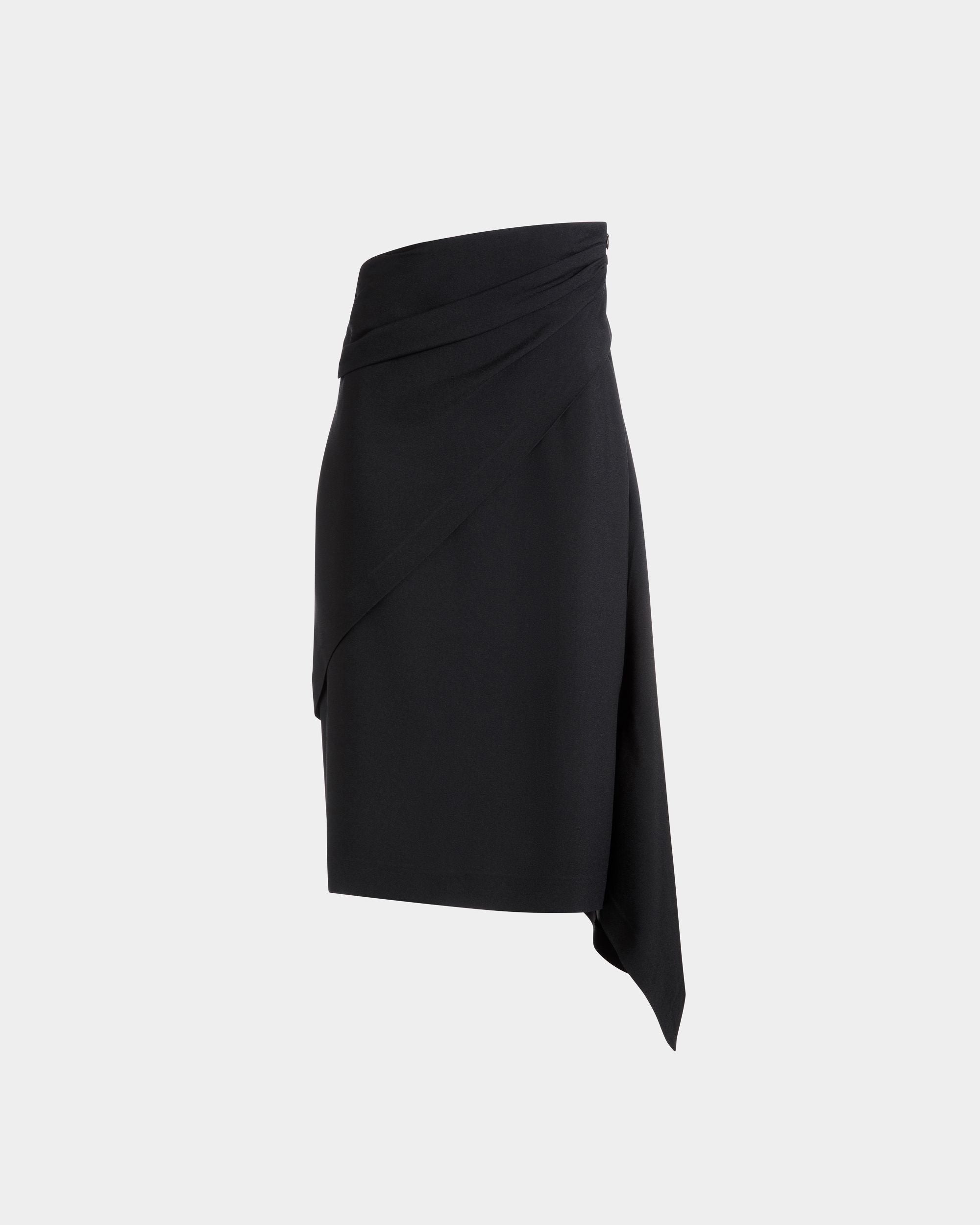 Gonna Longuette Asimmetrica In Crêpe Fluido Nero - Donna - Bally - 01