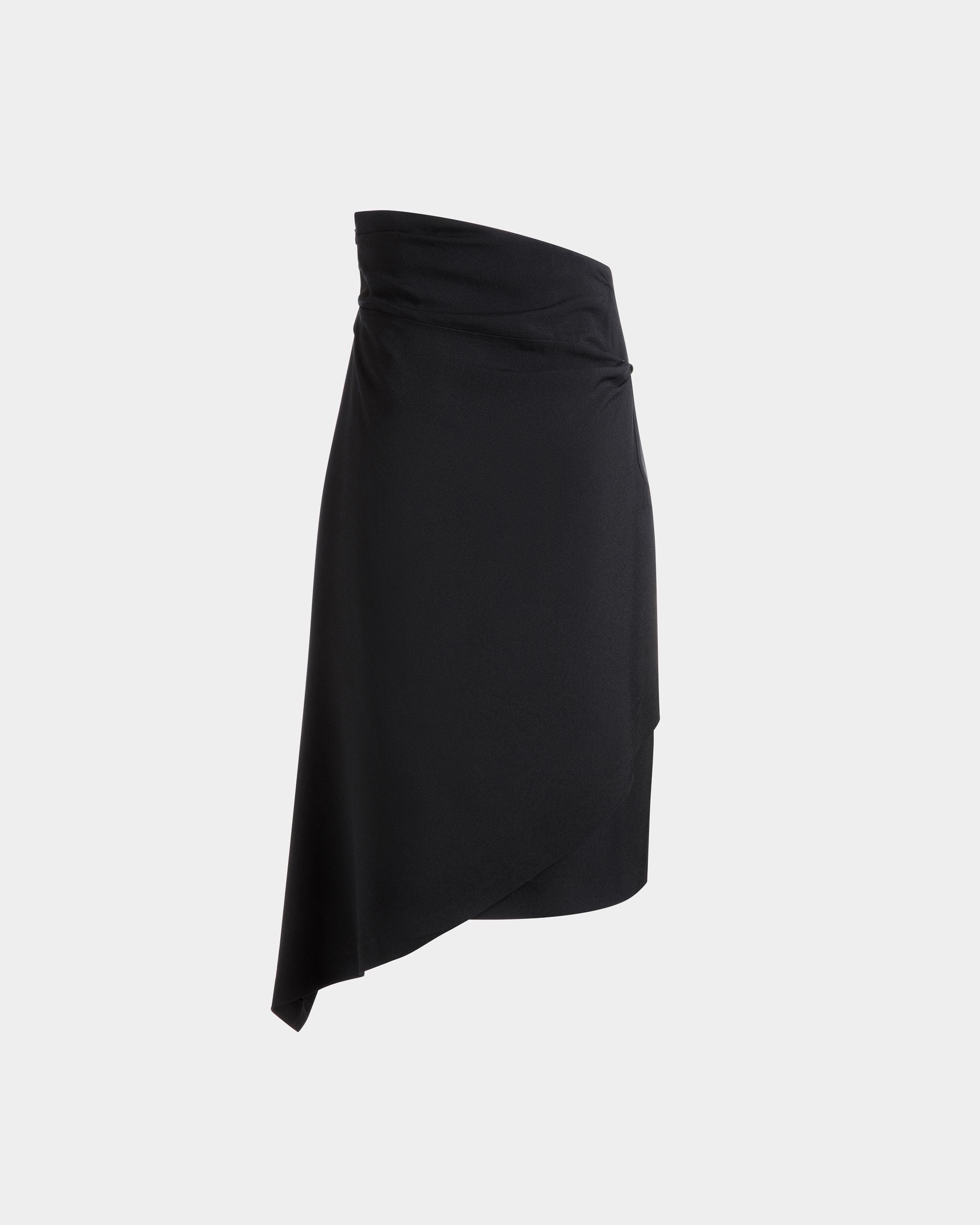 Gonna Longuette Asimmetrica In Crêpe Fluido Nero - Donna - Bally - 07