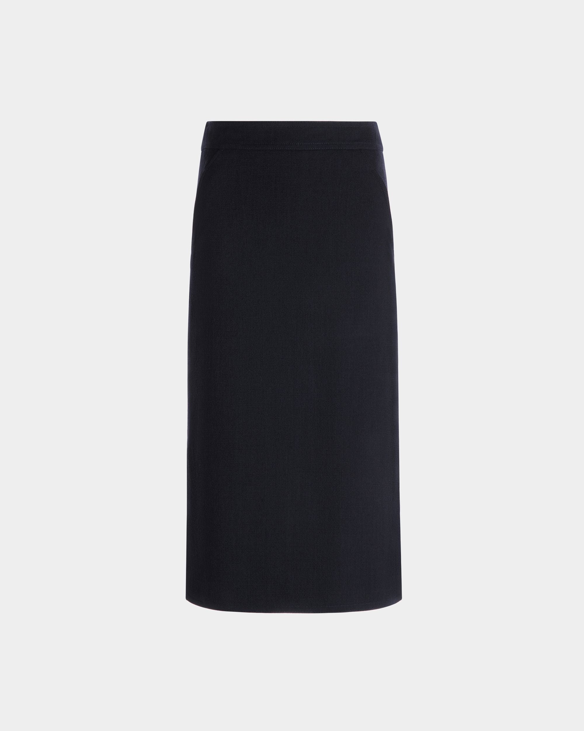 Gonna Longuette In Lana Navy Blue - Donna - Bally - 01