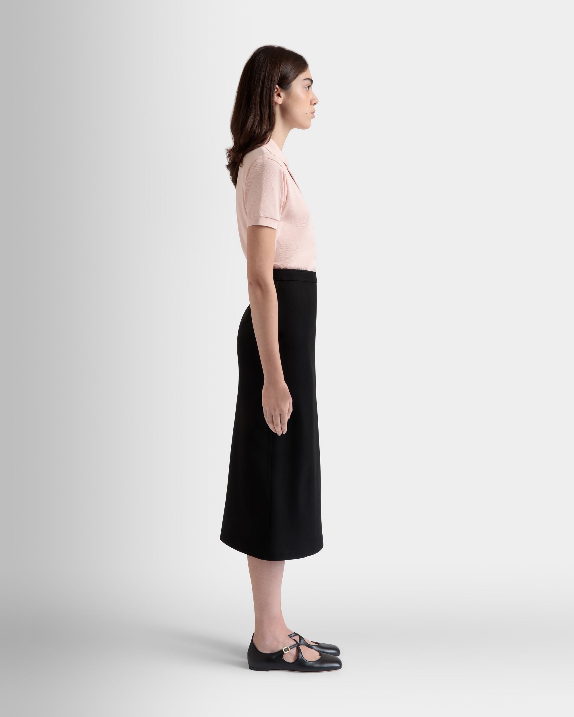 Gonna Midi In Gabardine Di Nylon Nera - Donna - Bally - 05