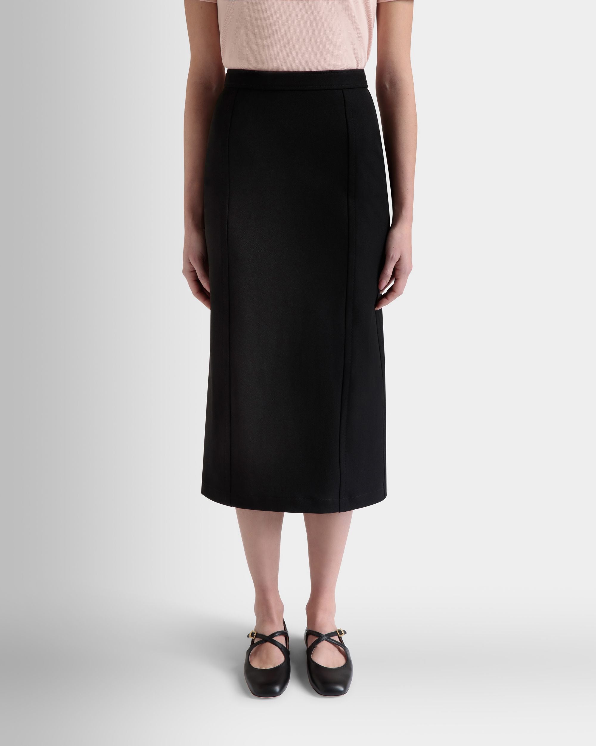 Gonna Midi In Gabardine Di Nylon Nera - Donna - Bally - 08