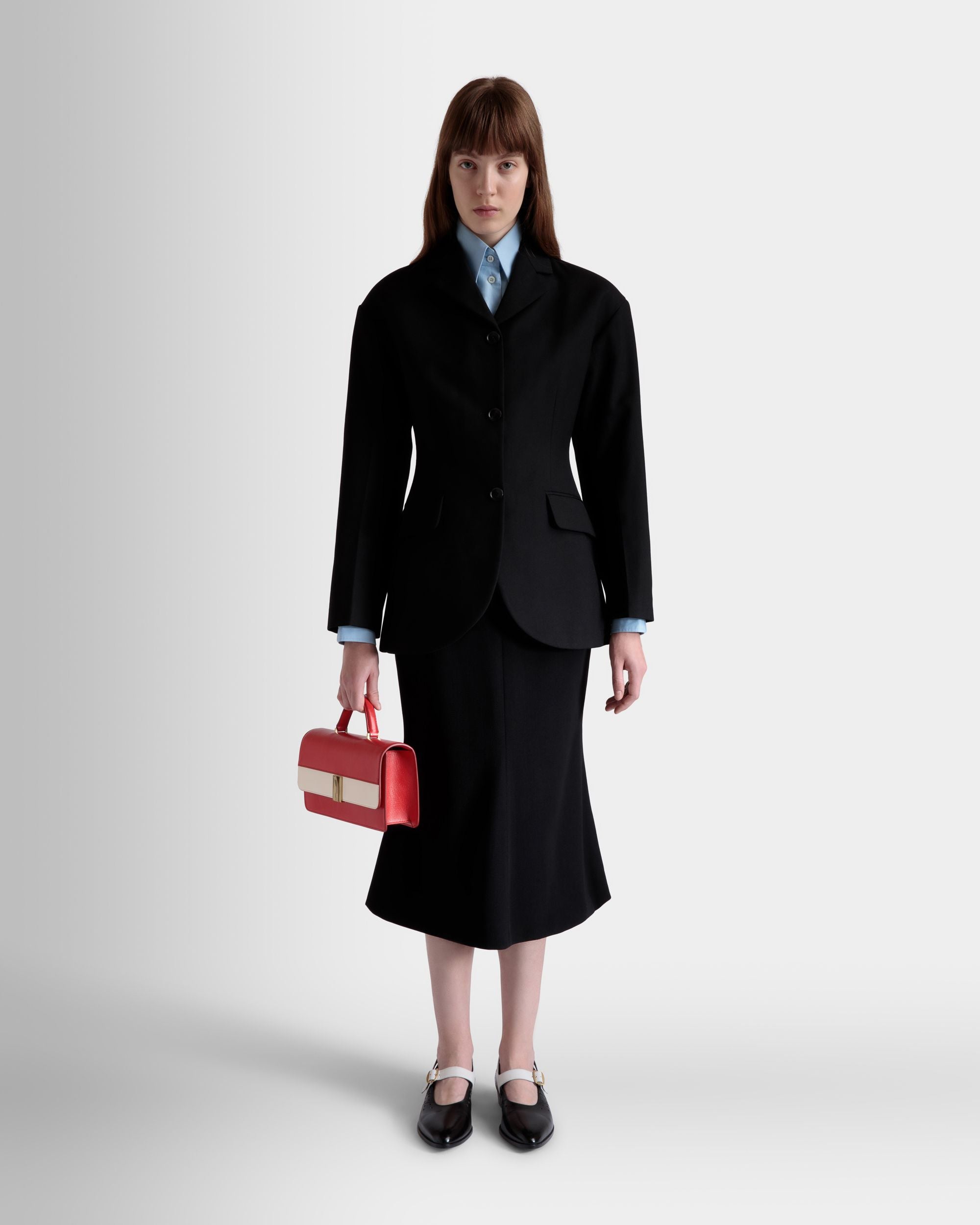 Gonna Midi In Misto Lana Nero - Donna - Bally - 02