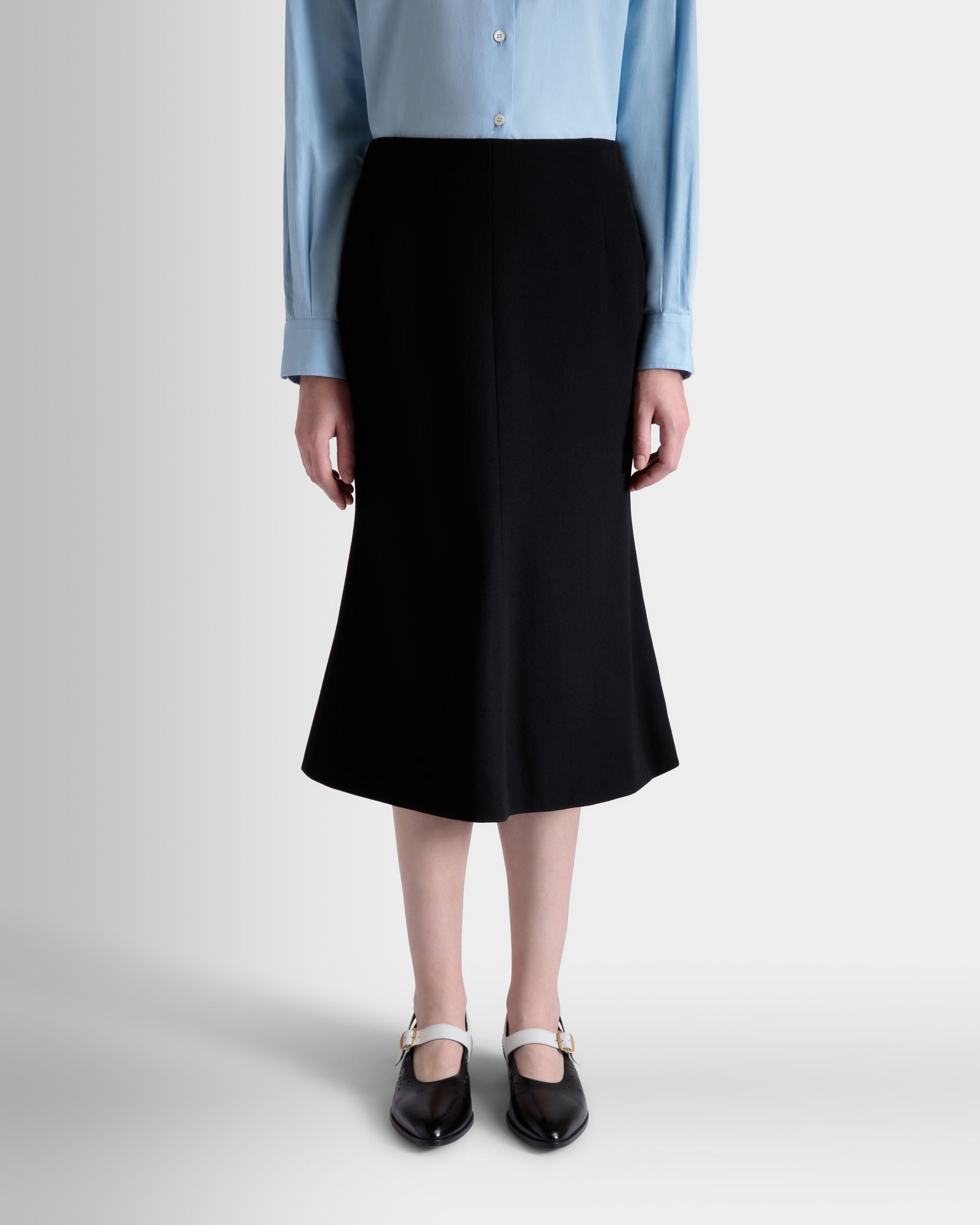 Gonna Midi In Misto Lana Nero - Donna - Bally - 03