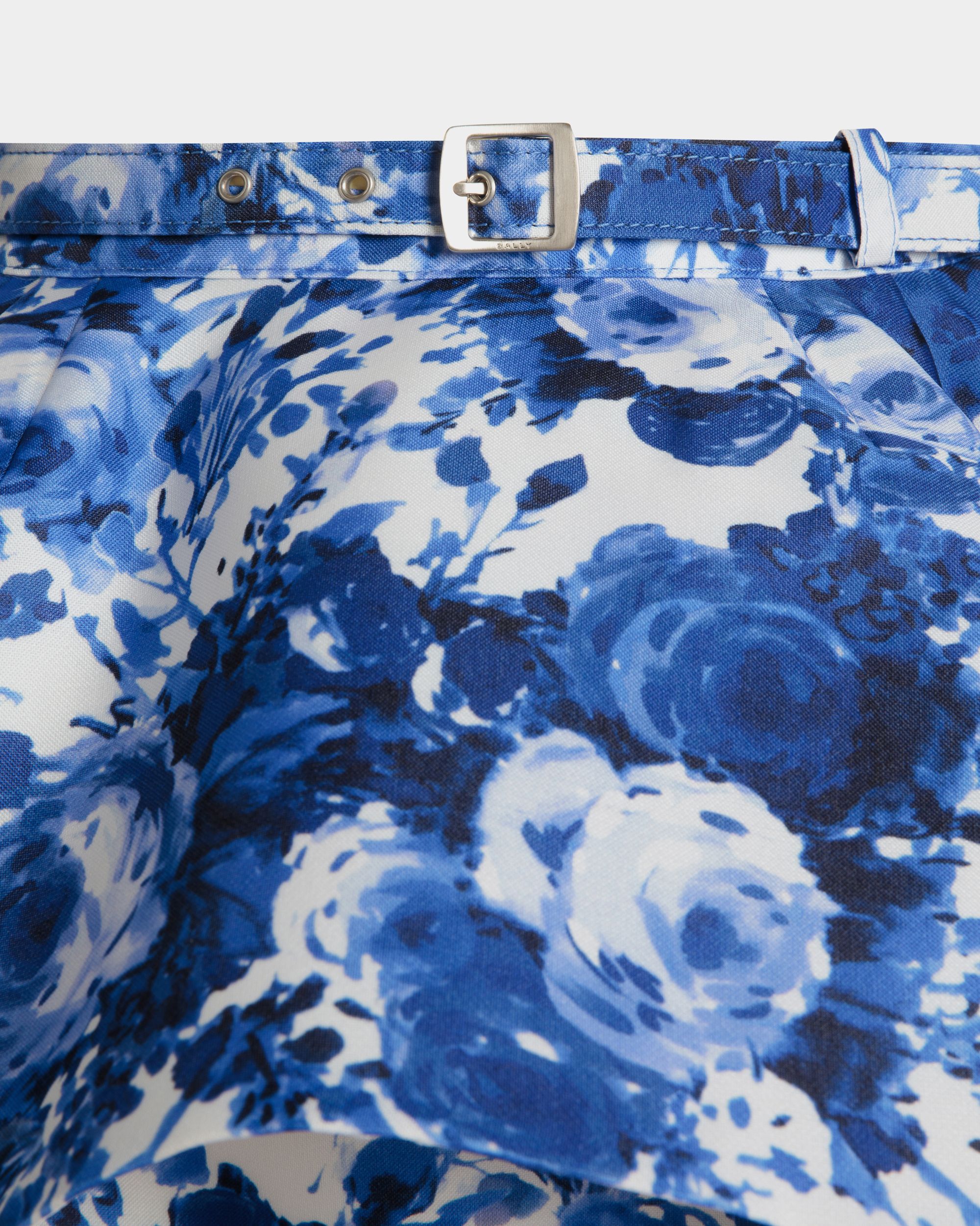 Minigonna In Seta Blu Con Stampa Rosengarten - Donna - Bally - 03