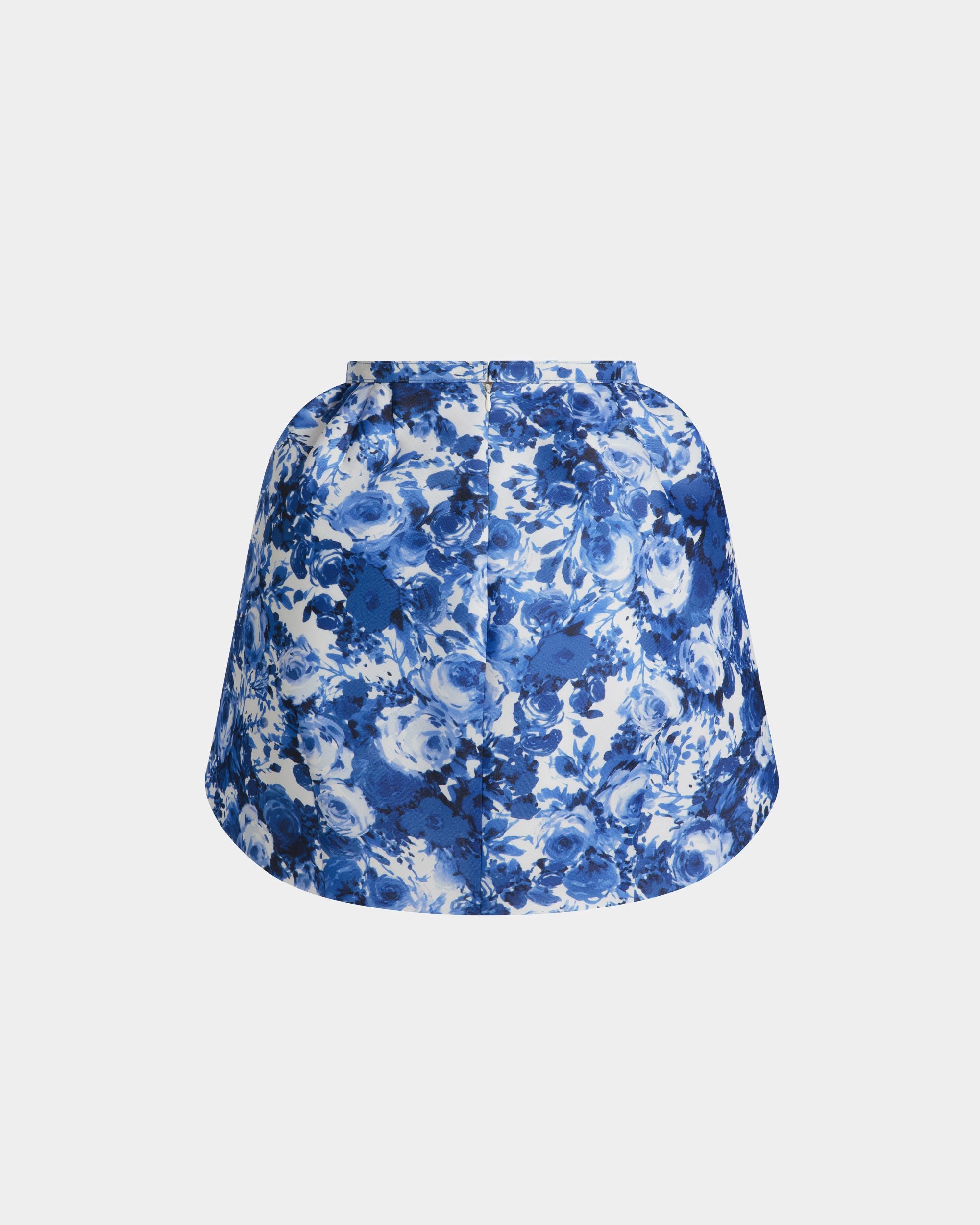 Minigonna In Seta Blu Con Stampa Rosengarten - Donna - Bally - 06